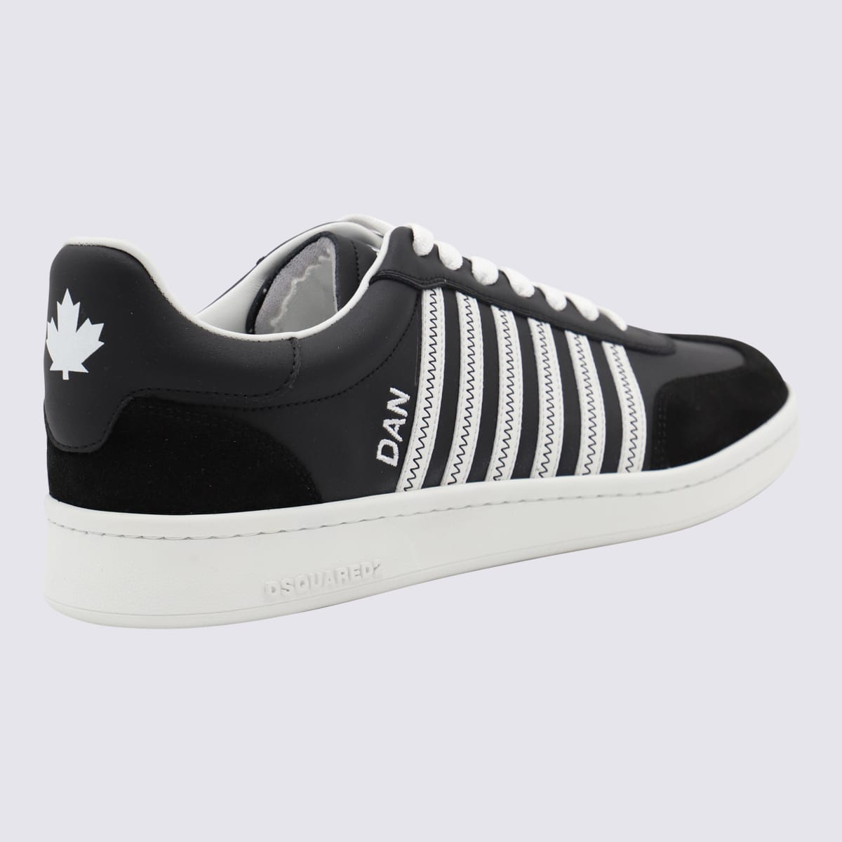 Shop Dsquared2 Black Leather Sneakers In Black+white