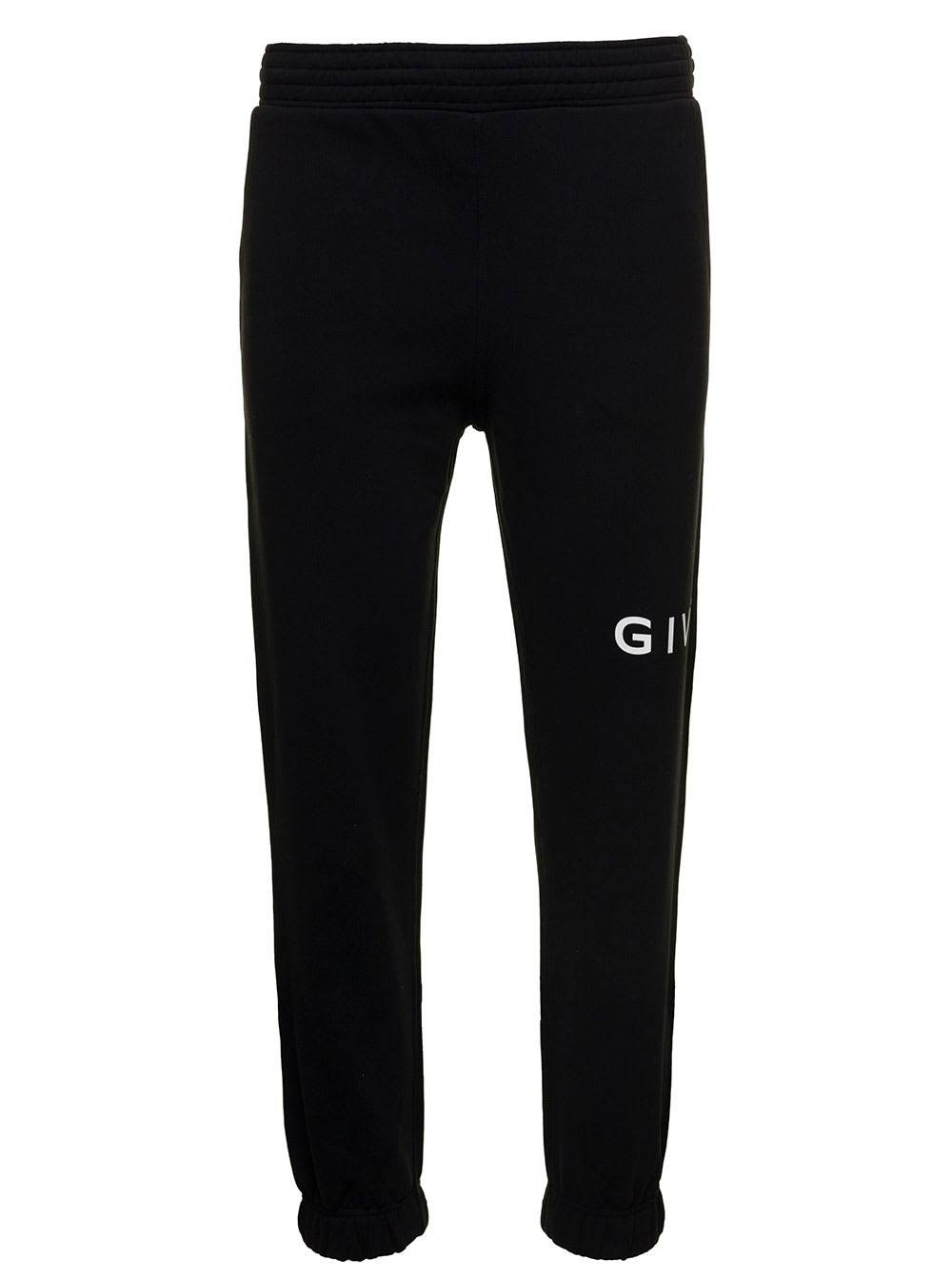 Givenchy Black Jogger Pants With Lettering Print In Cotton Man Givenchy