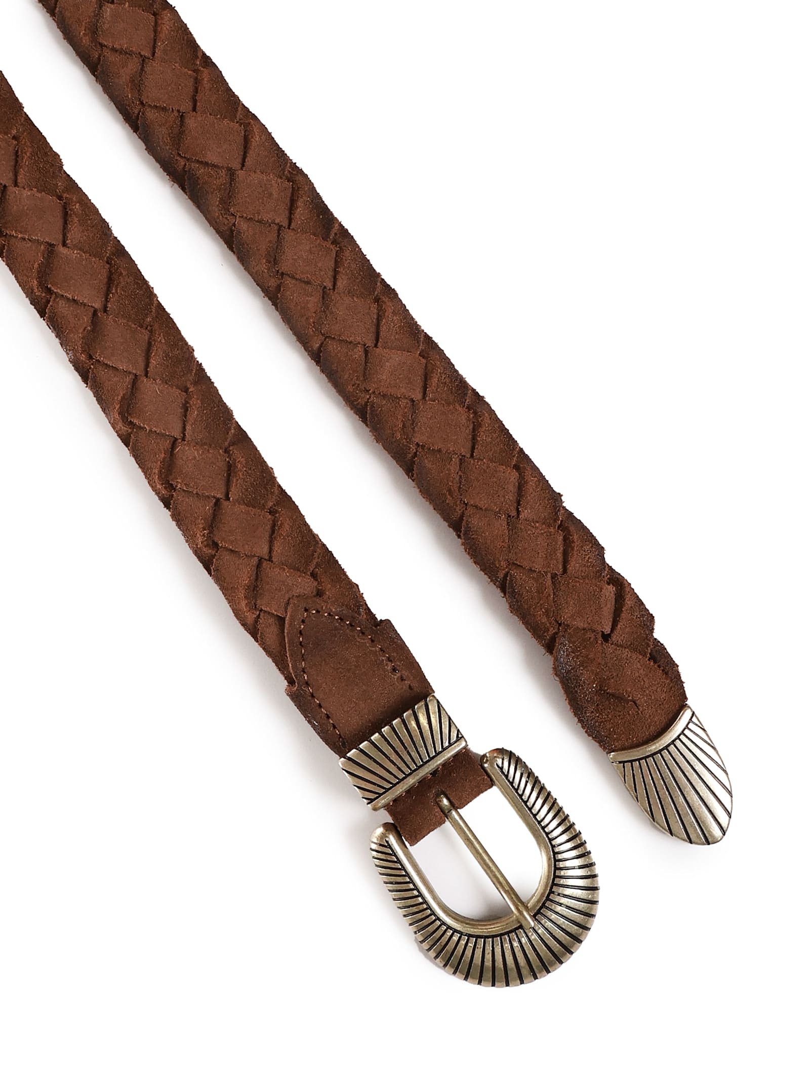 Shop Eleventy Woven Suede Belt In Brown