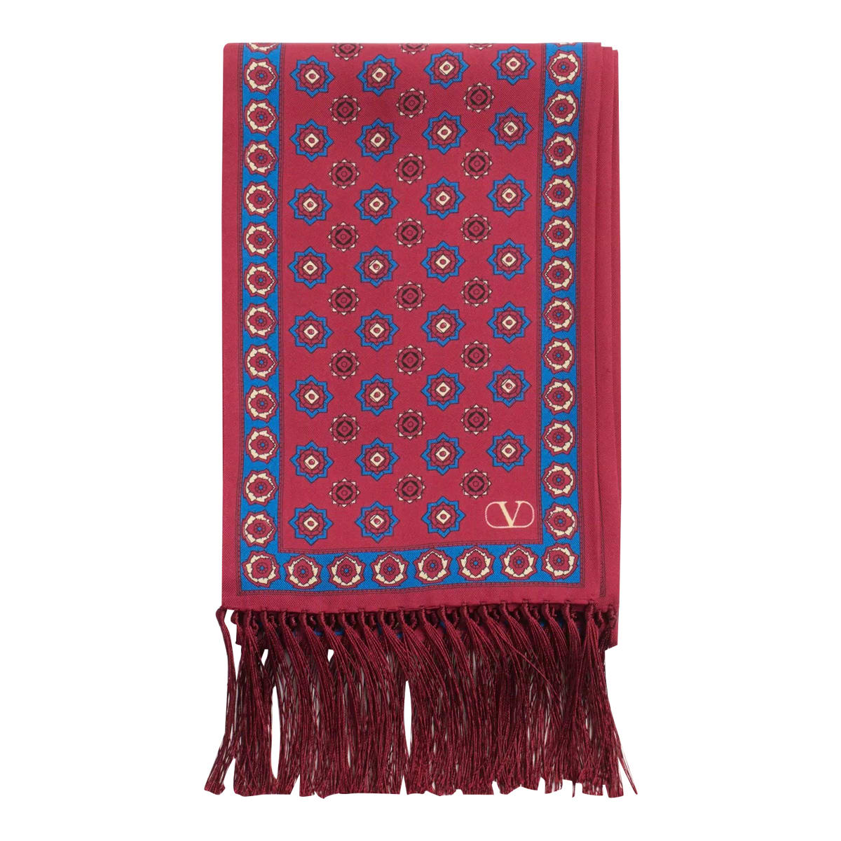 Valentino Silk Printed Scarf In Red