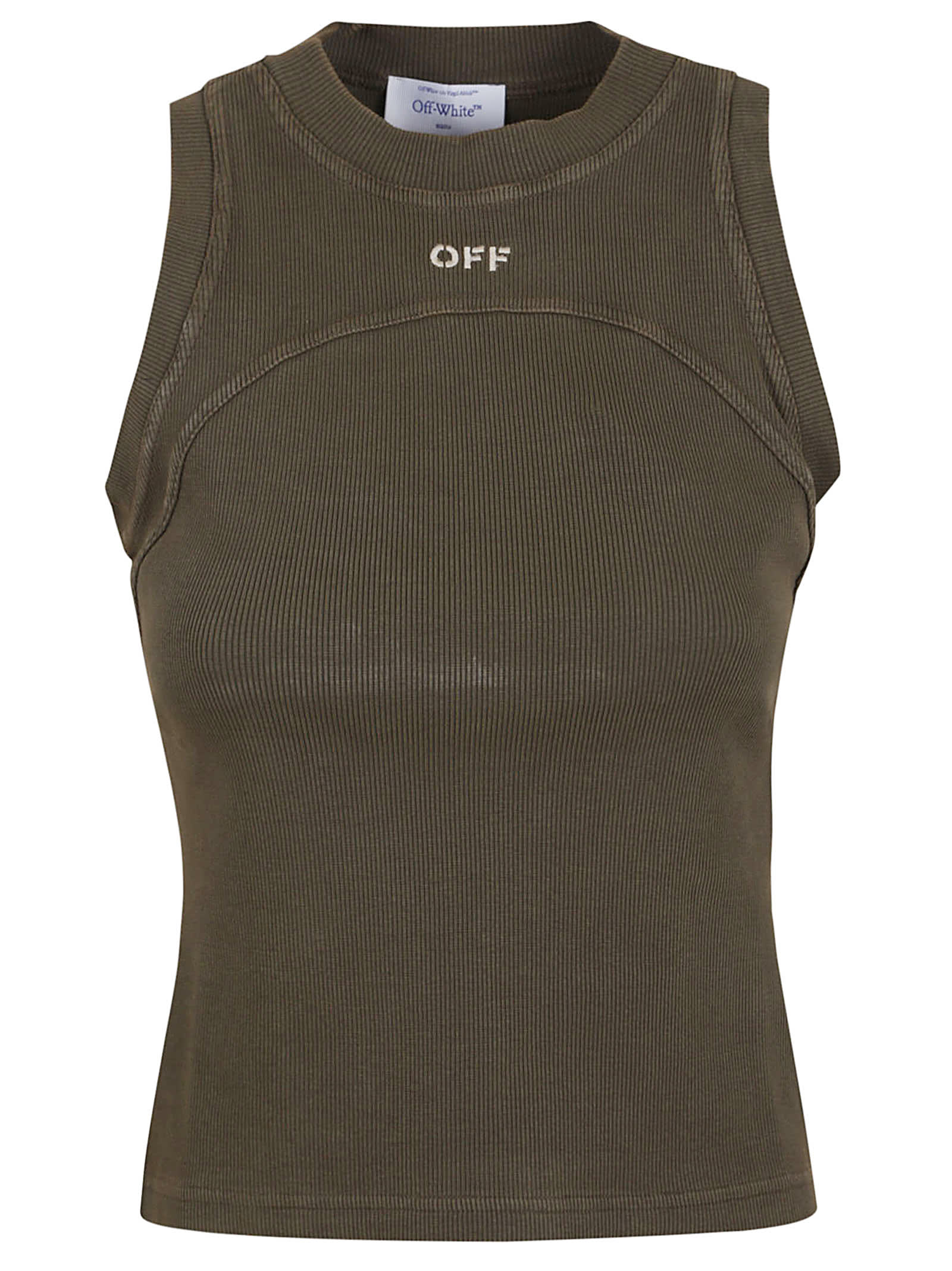 Off Stamp Rib Round Tank Top