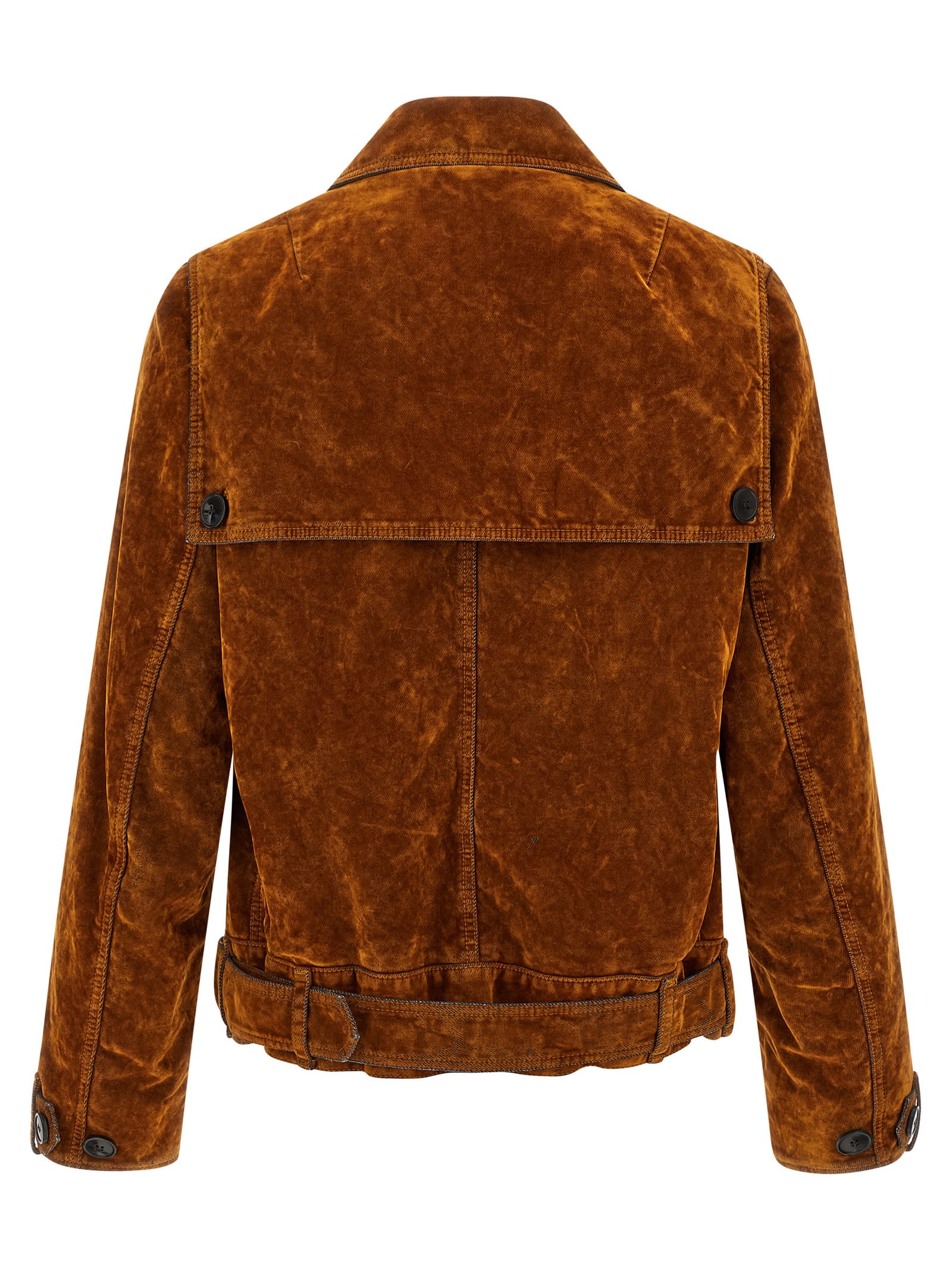 Dries Van Noten Velvet Biker Jacket Puffer Jackets Multicolor In Brown