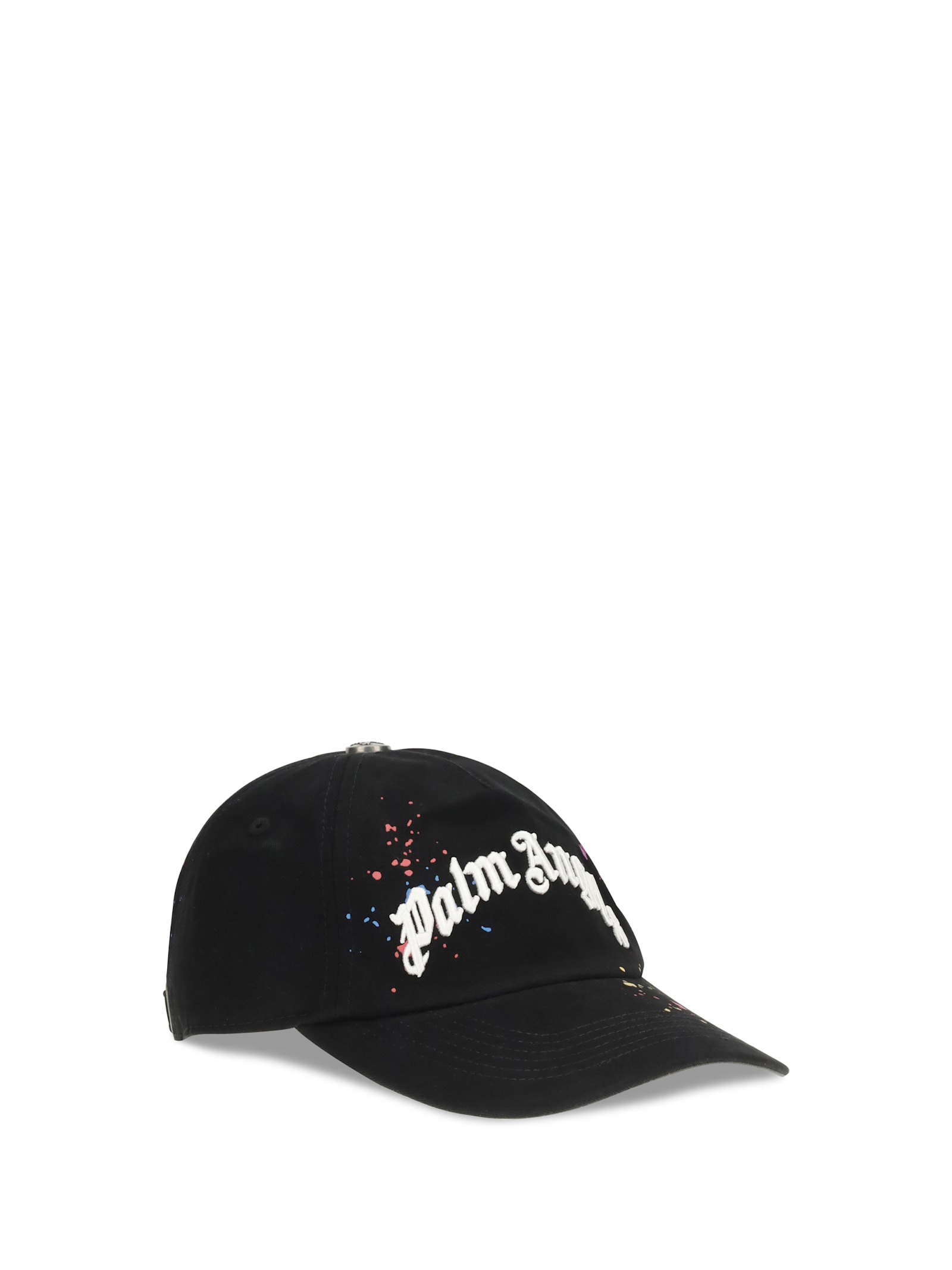 Palm Angels Curved Brim Cap With Bold Embroidery And Colorful Accents In Black