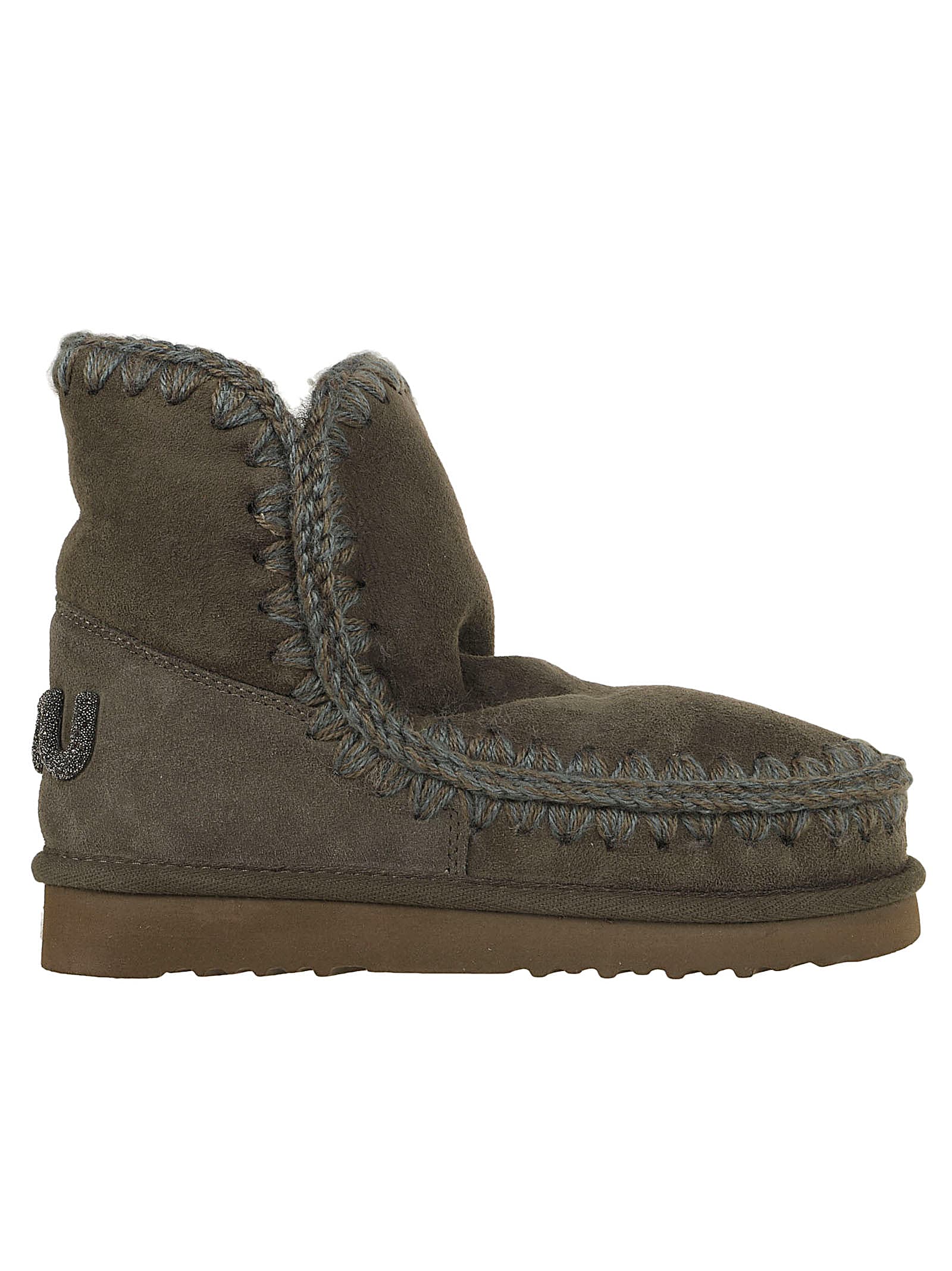 Shop Mou Eskimo 18 Glitter Logo In Bkol Black Olive