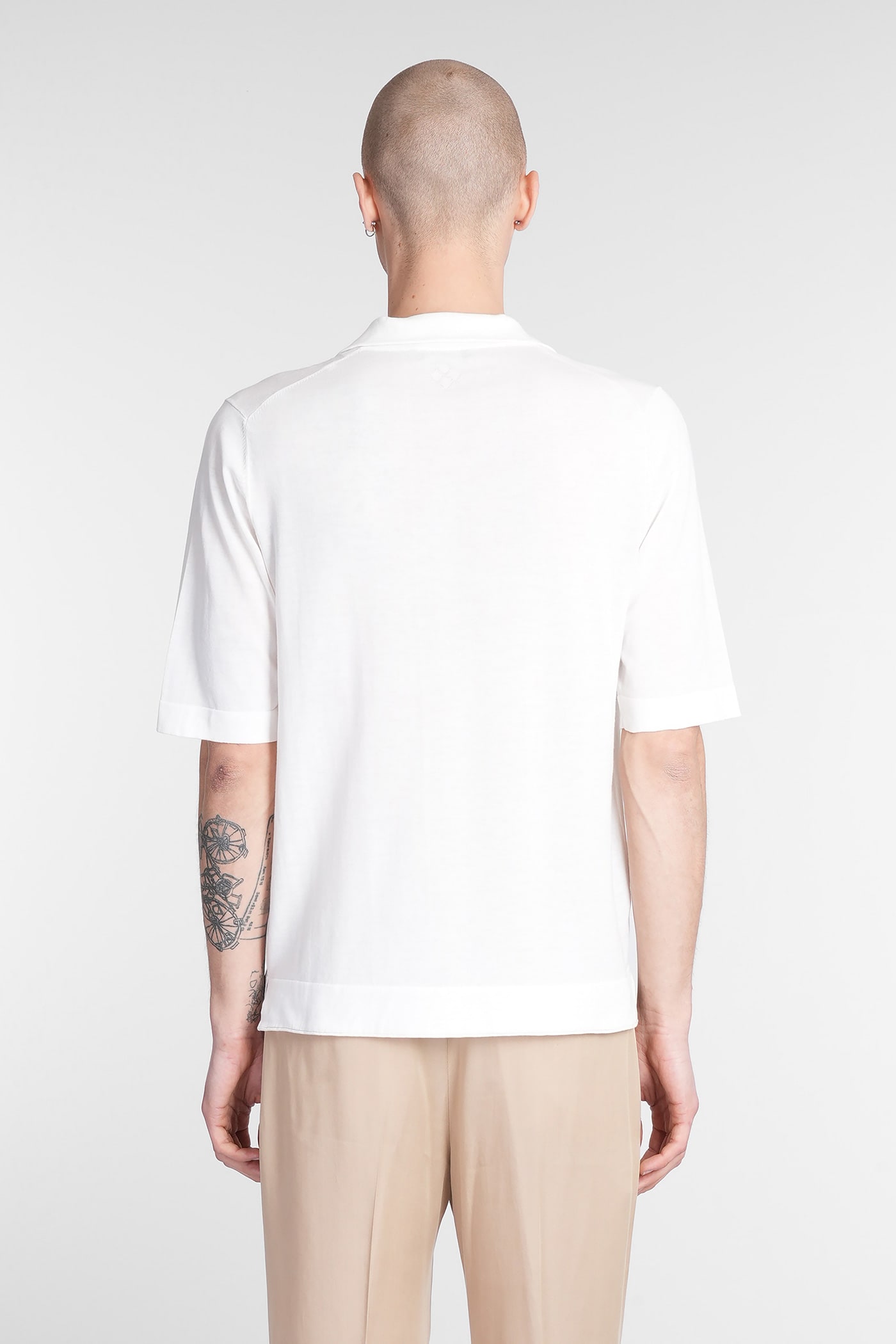 Ballantyne Knit Short-sleeved Polo With Structured Collar In White