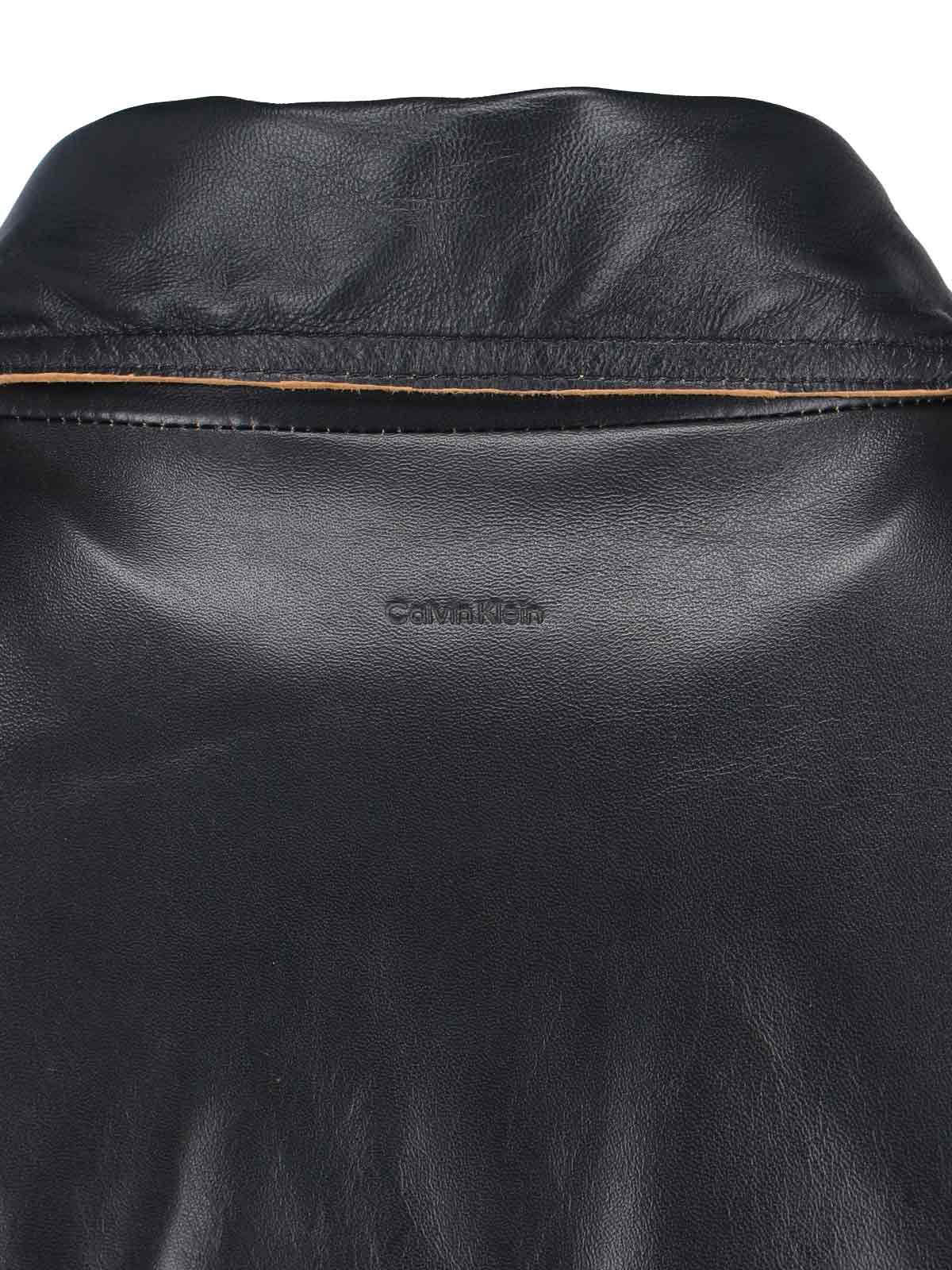 Calvin Klein Modern High Collar Jacket With Contrast Stitching In Black