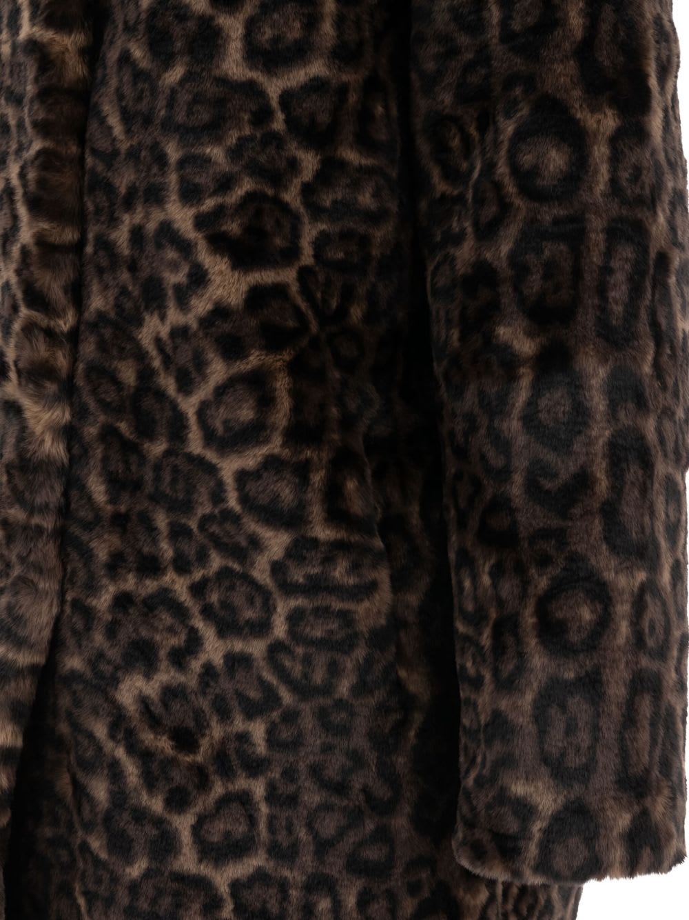 Apparis Blair Dark Leopard Mid-length Coat In Brown