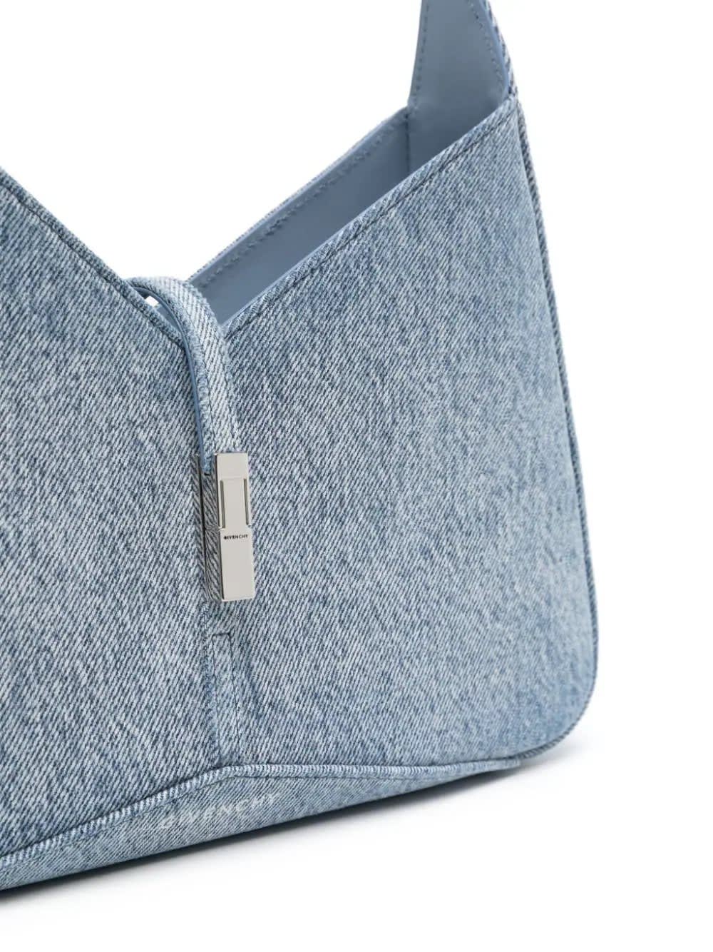 Shop Givenchy Cut-out Zipped Small Shoulder Bag In Light Blue Denim