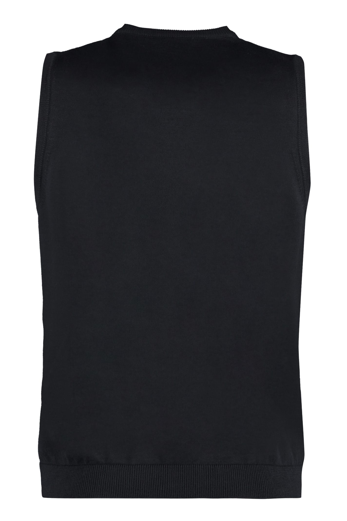 Shop Roberto Collina Knitted Wool Vest In Black