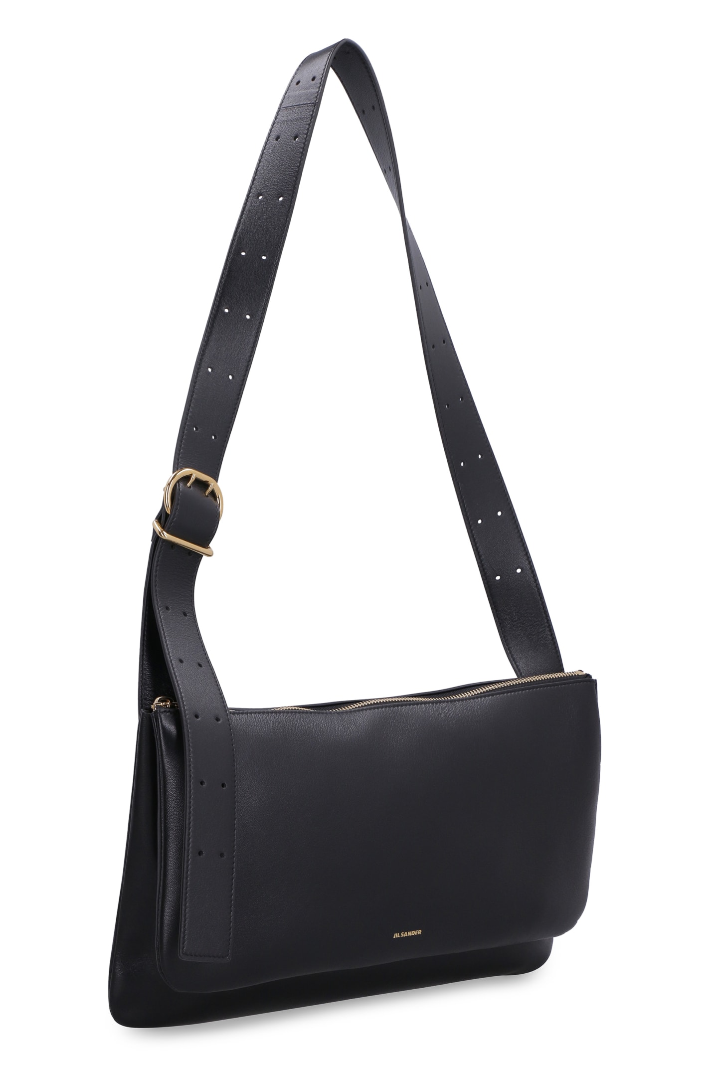 Shop Jil Sander Leather Crossbody Bag In Black