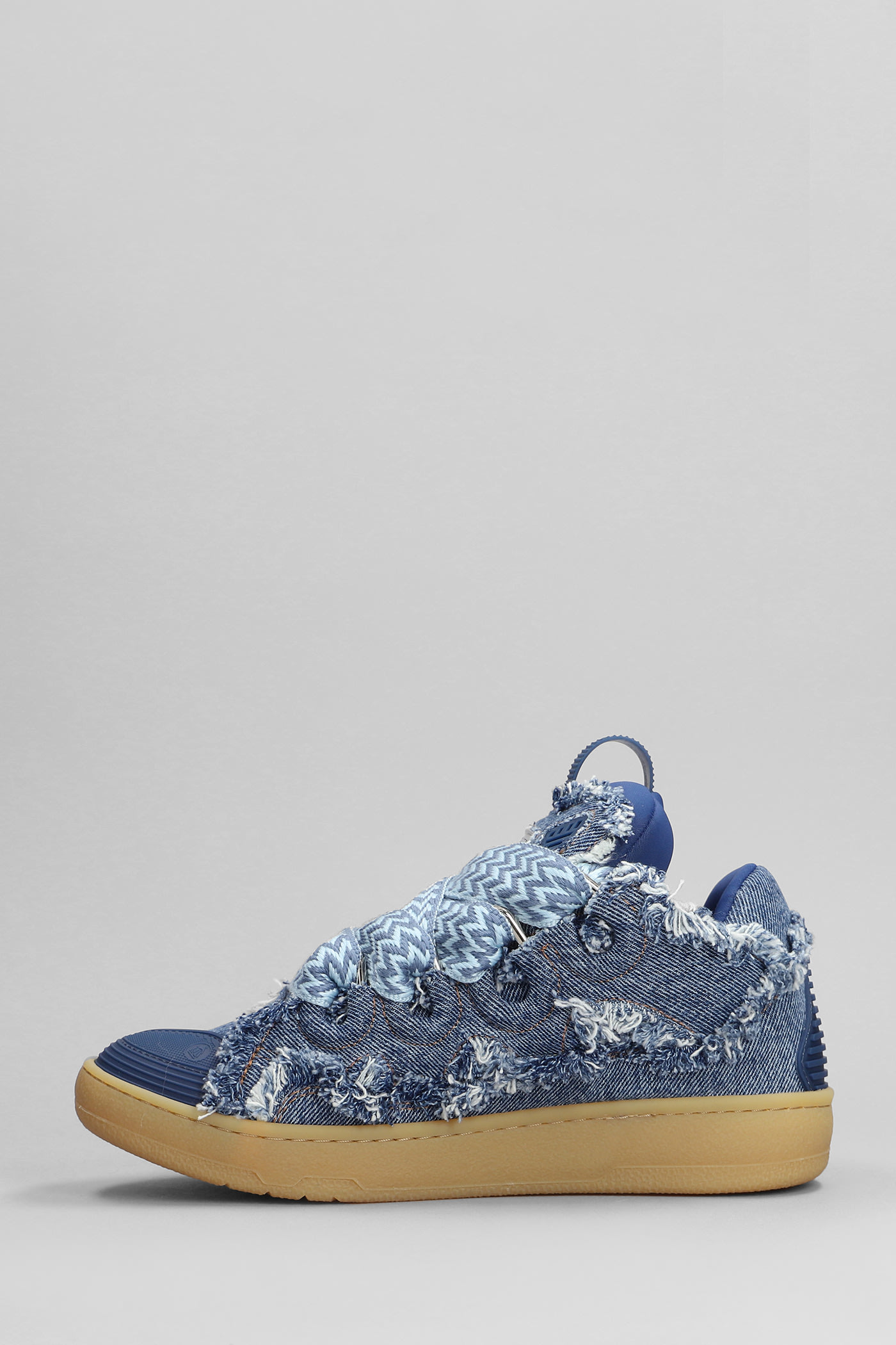 Shop Lanvin Curb Sneakers In Blue Cotton