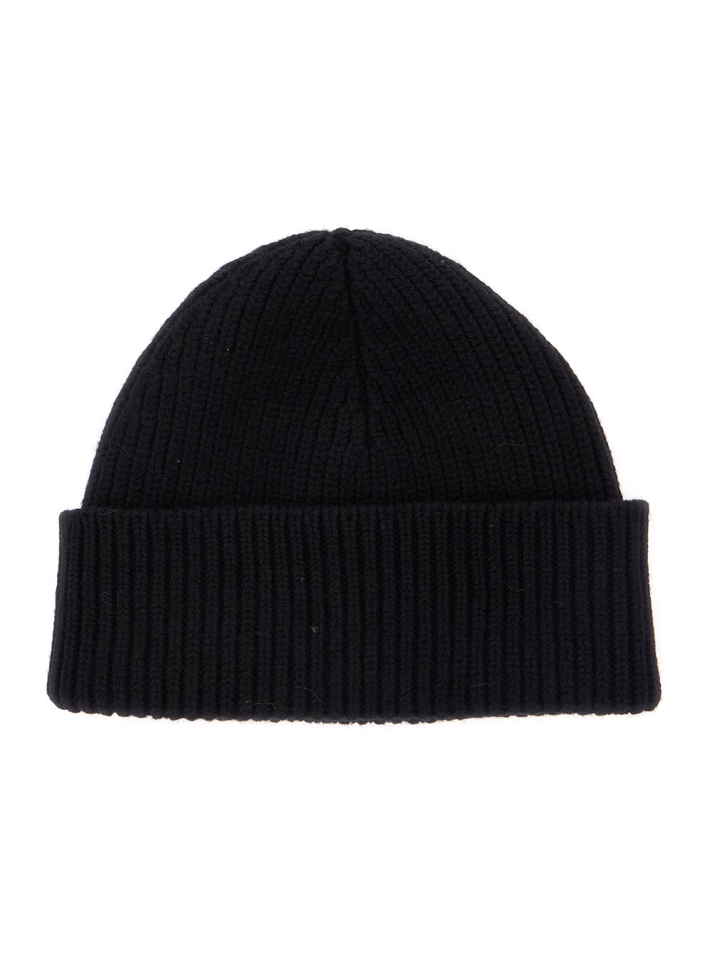Ami Alexandre Mattiussi Black Beanie With Turn-up Brim And Adc Embroidery On The Front In Wool Man In Gold