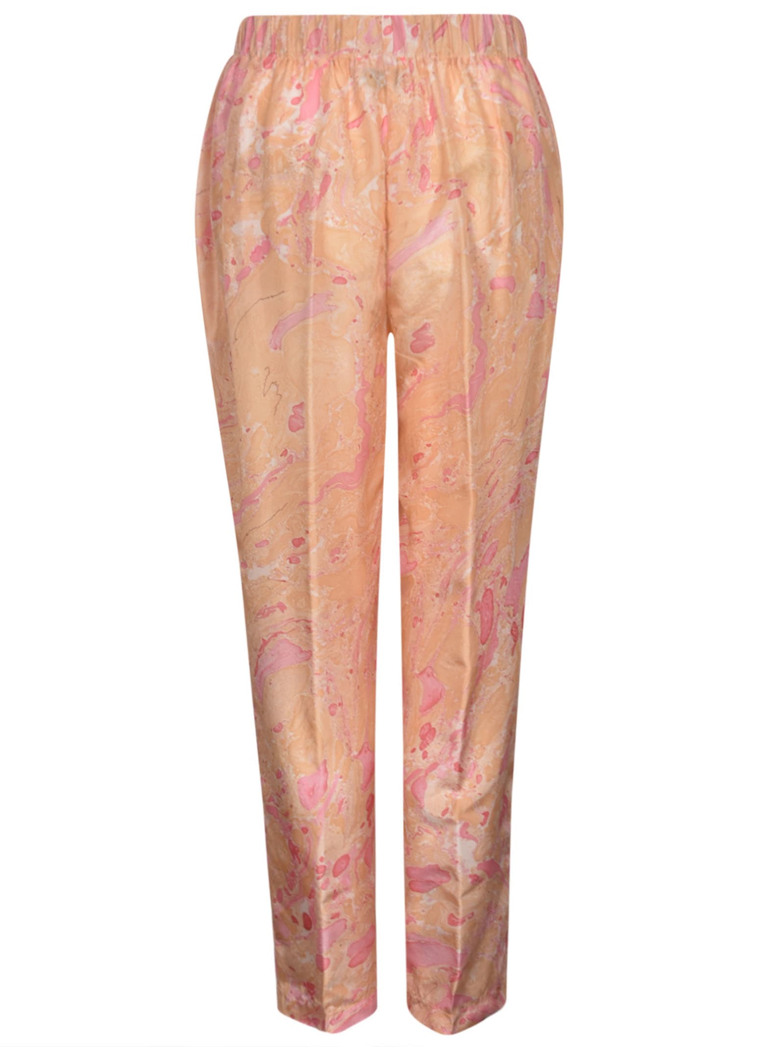 Shop Forte Forte Ribbed Waist Printed Trousers In Pink