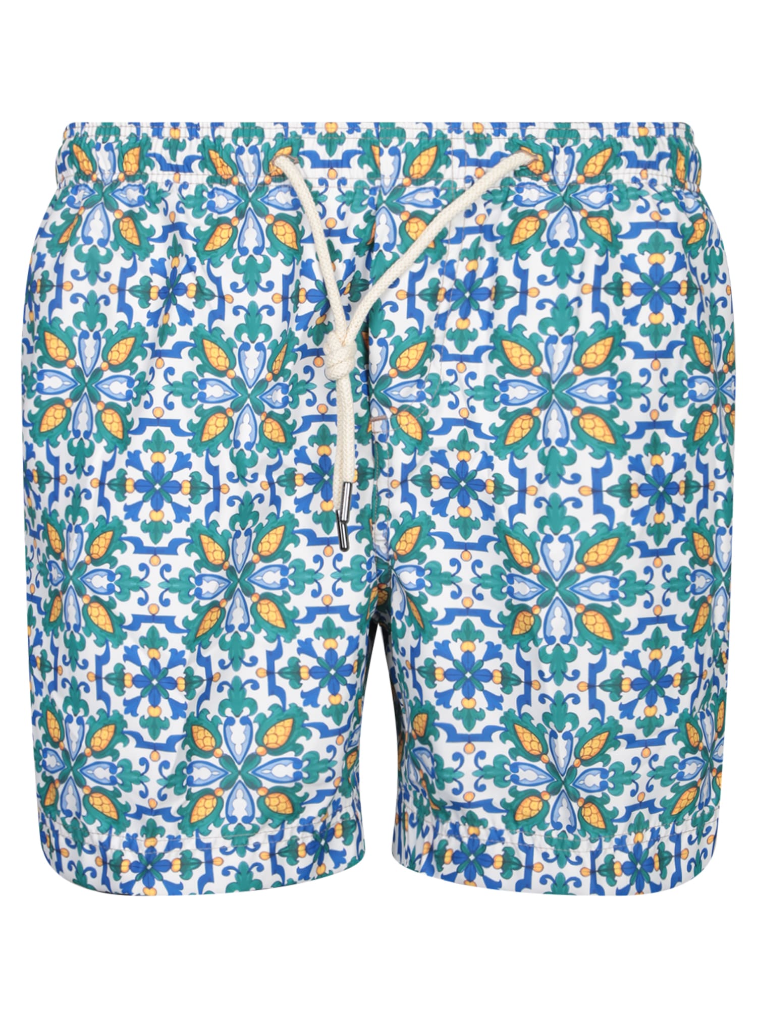 Floral Print Blue Boxer Swim Shorts