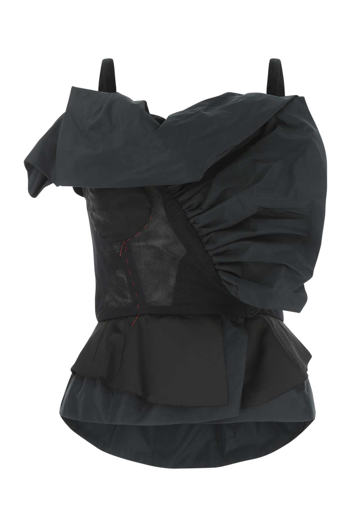 Shop Maison Margiela Black Polyester And Mesh Top In 900