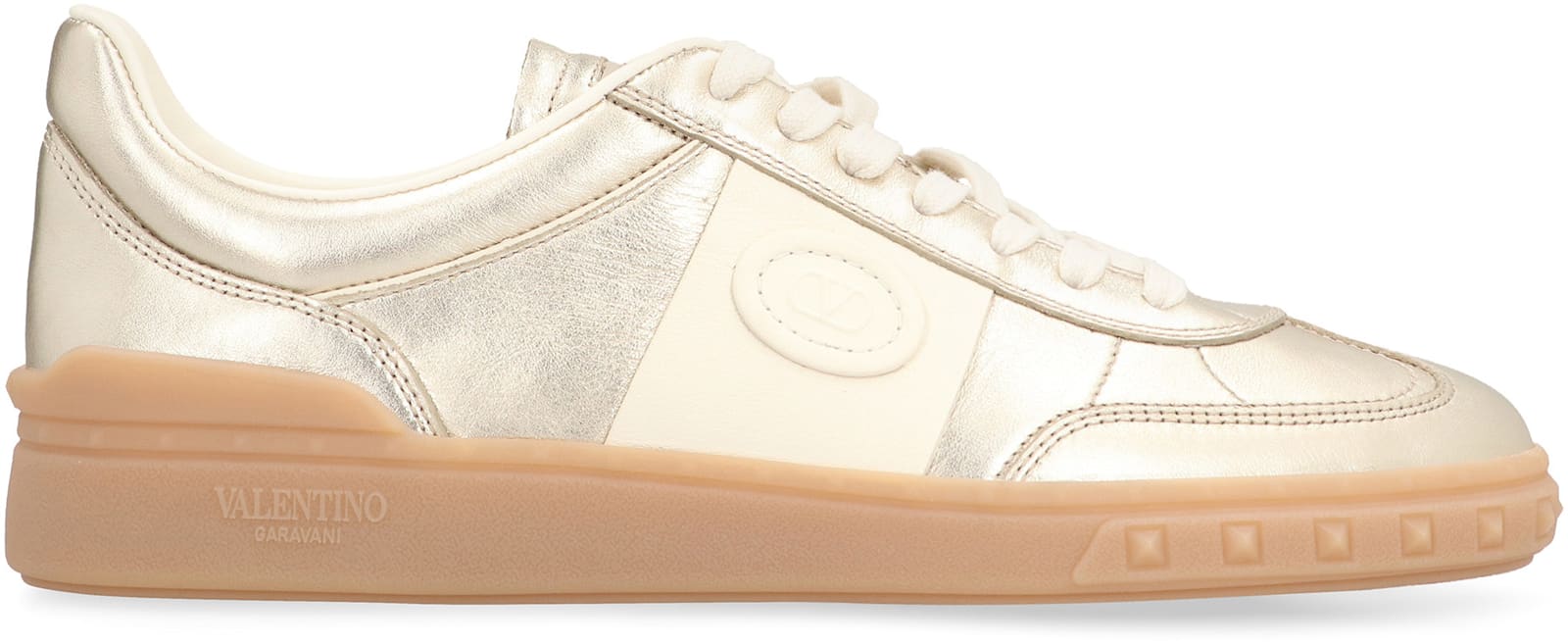 Valentino Garavani Upvillage Panelled Metallic Leather Sneakers In Gold
