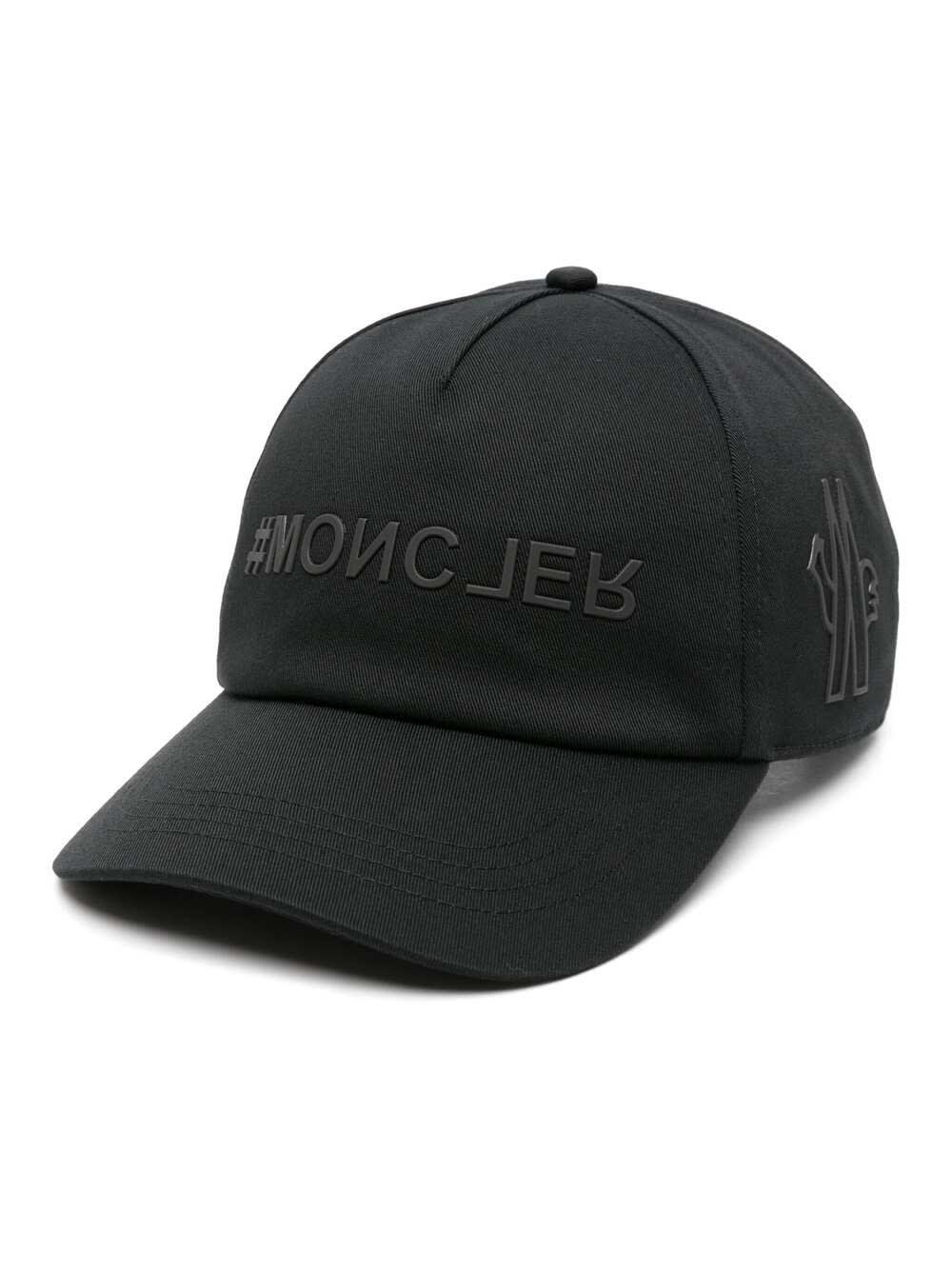 Moncler Black Baseball Hat With Embossed Logo
