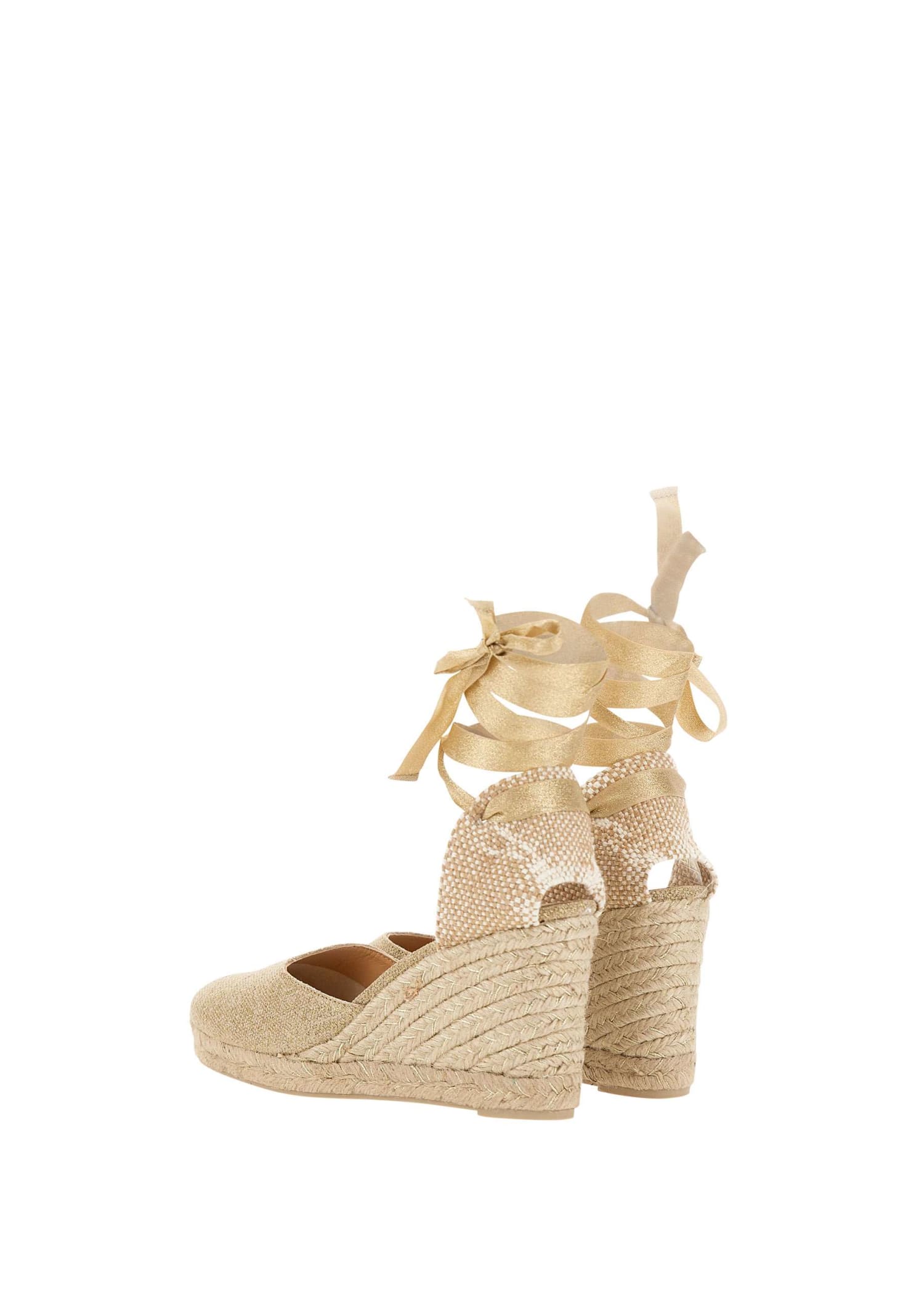 Shop Castaã±er Carina Wedge Sandals In Gold