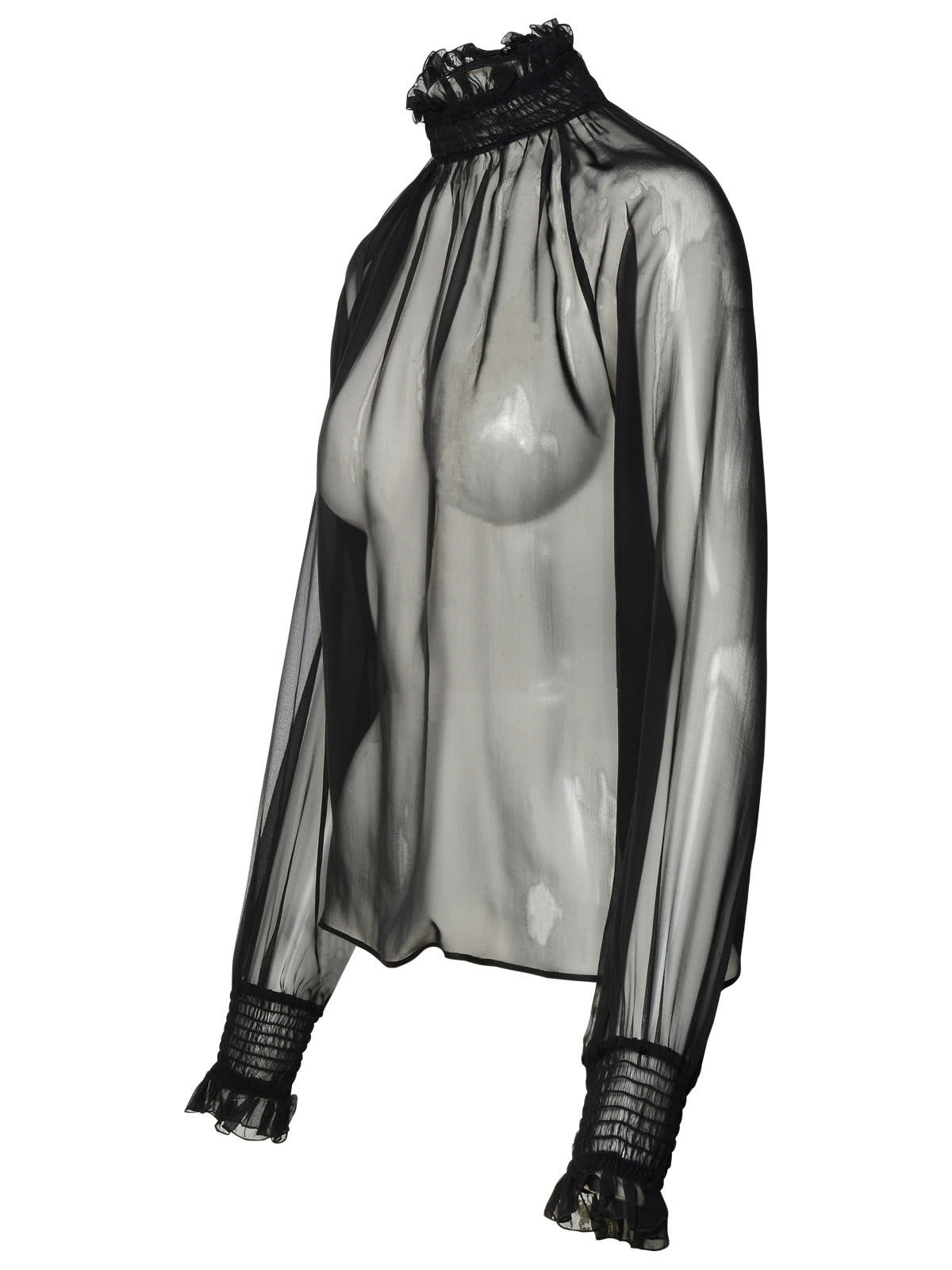 Dolce & Gabbana Chiffon Blouse In Nero