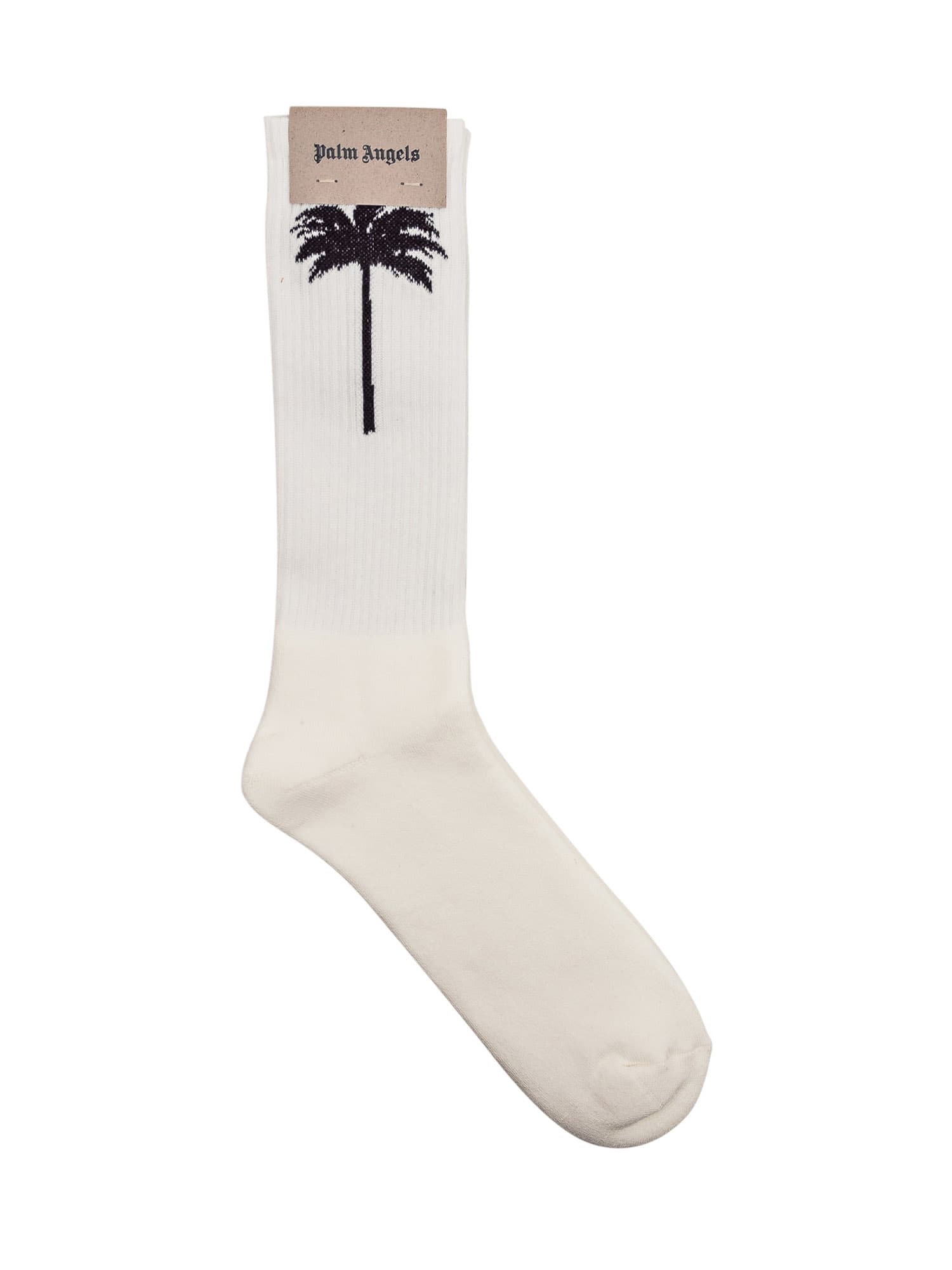 Palm Angels The Palm Socks In Off White-black