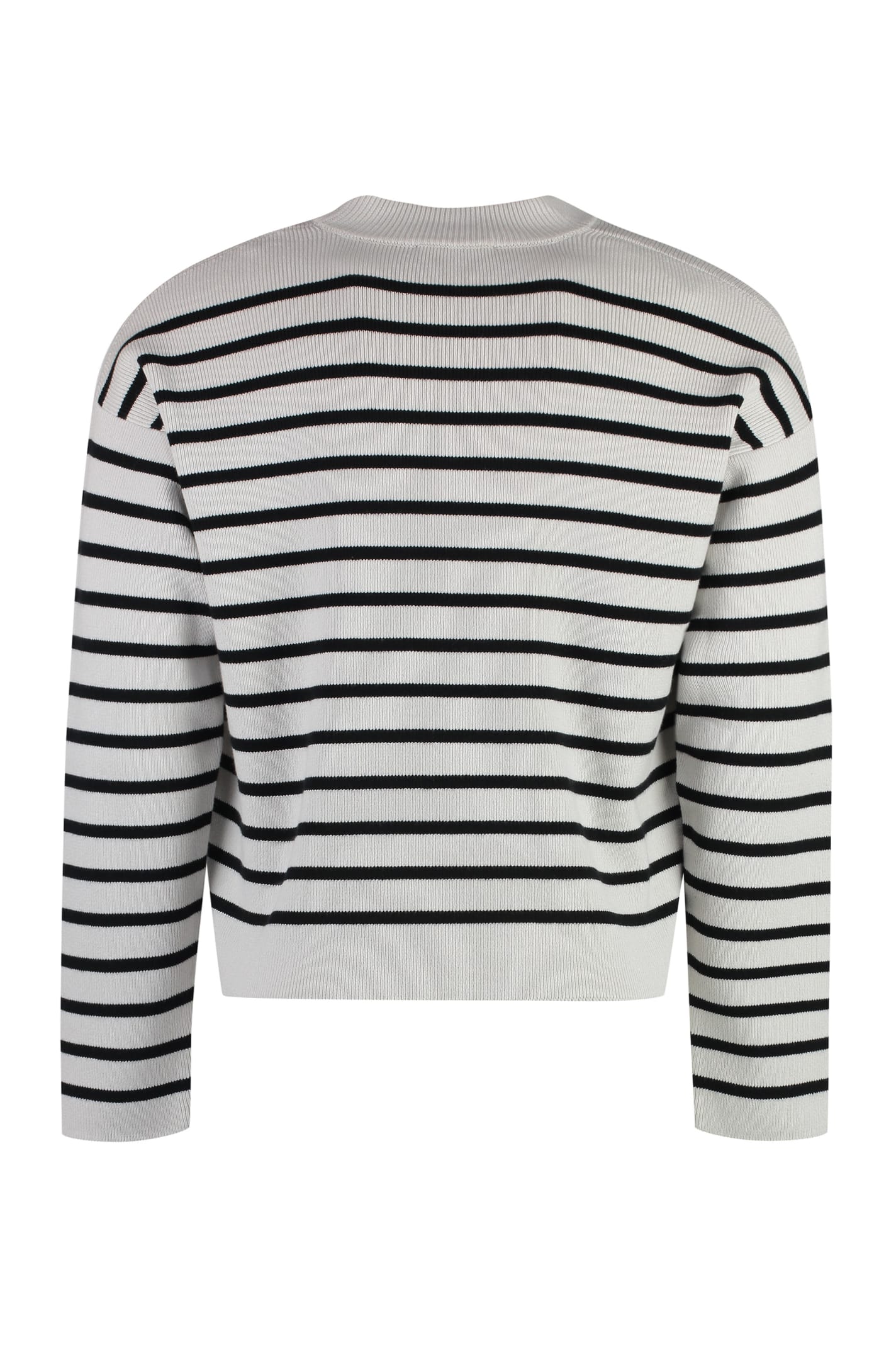 Shop Ami Alexandre Mattiussi Striped Crew-neck Sweater In Grey