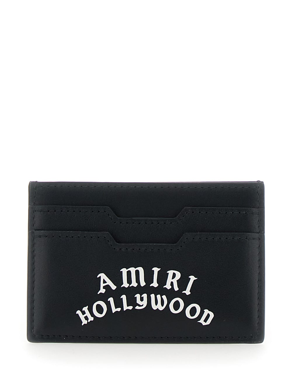 Black Card Holder With Logo Lettering On The Front And Embossed Logo On The Rear In Leather Man