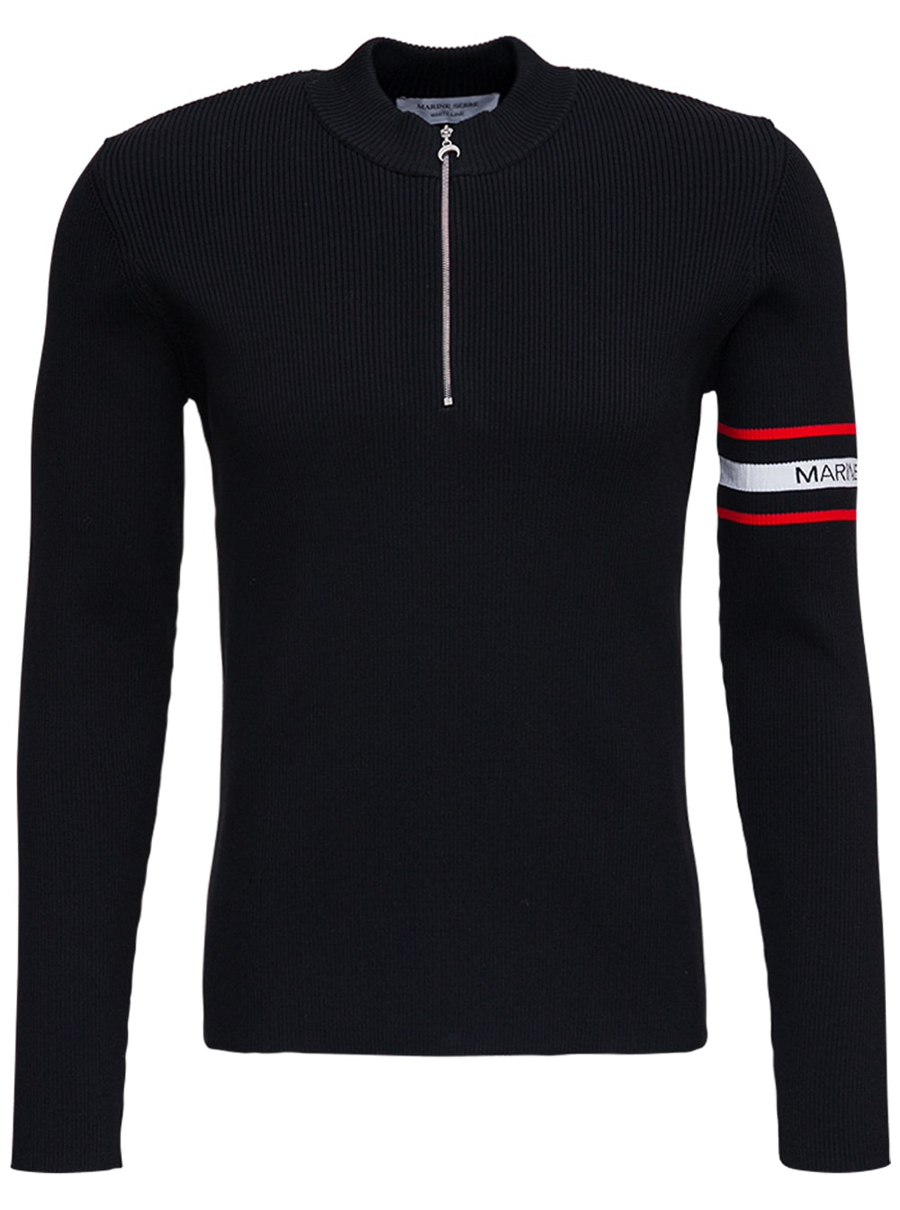 Marine Serre Black Lyocell Blend Sweater With Logo