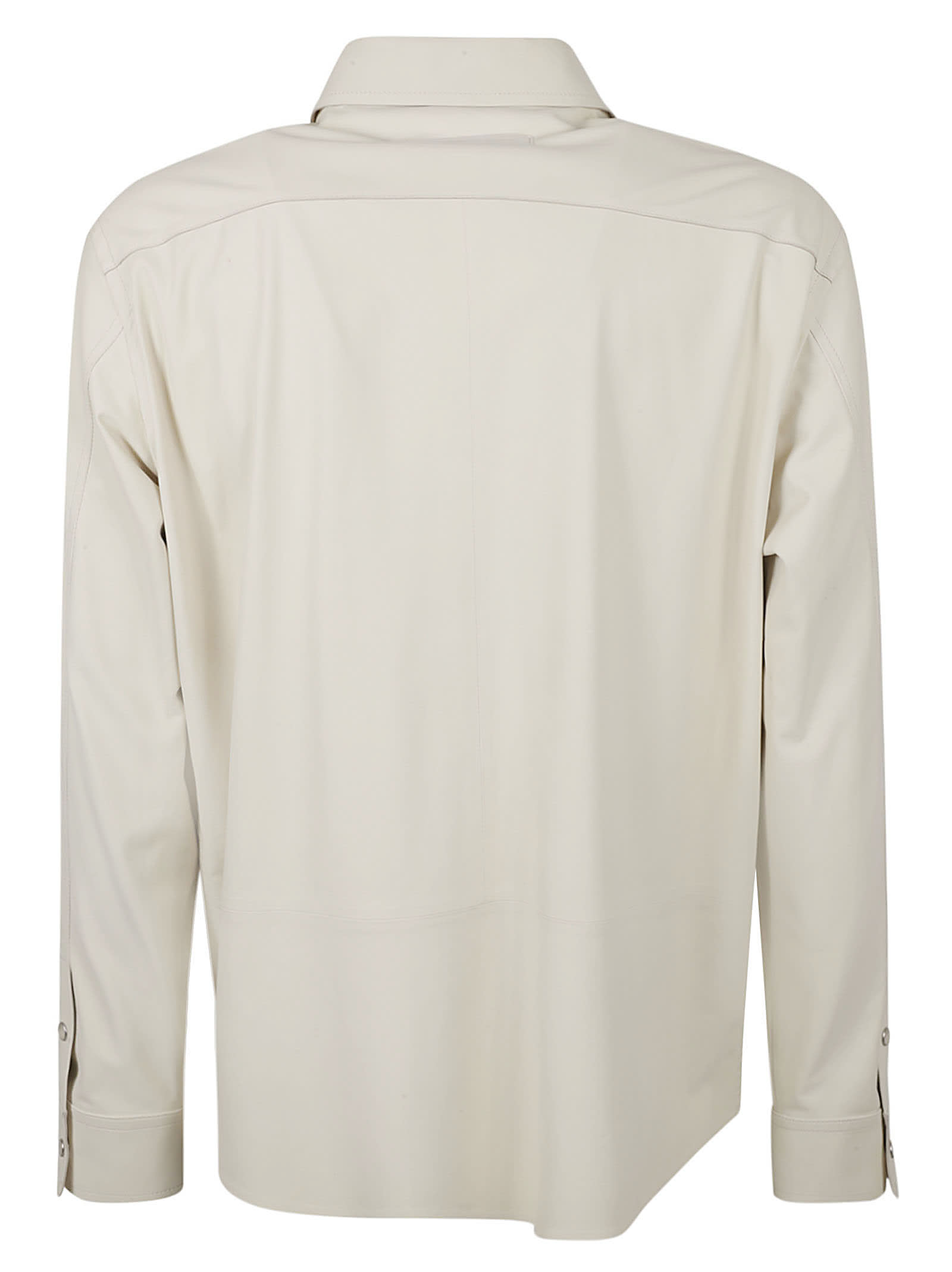 Shop Zegna Round Hem Patched Pocket Buttoned Shirt In Beige