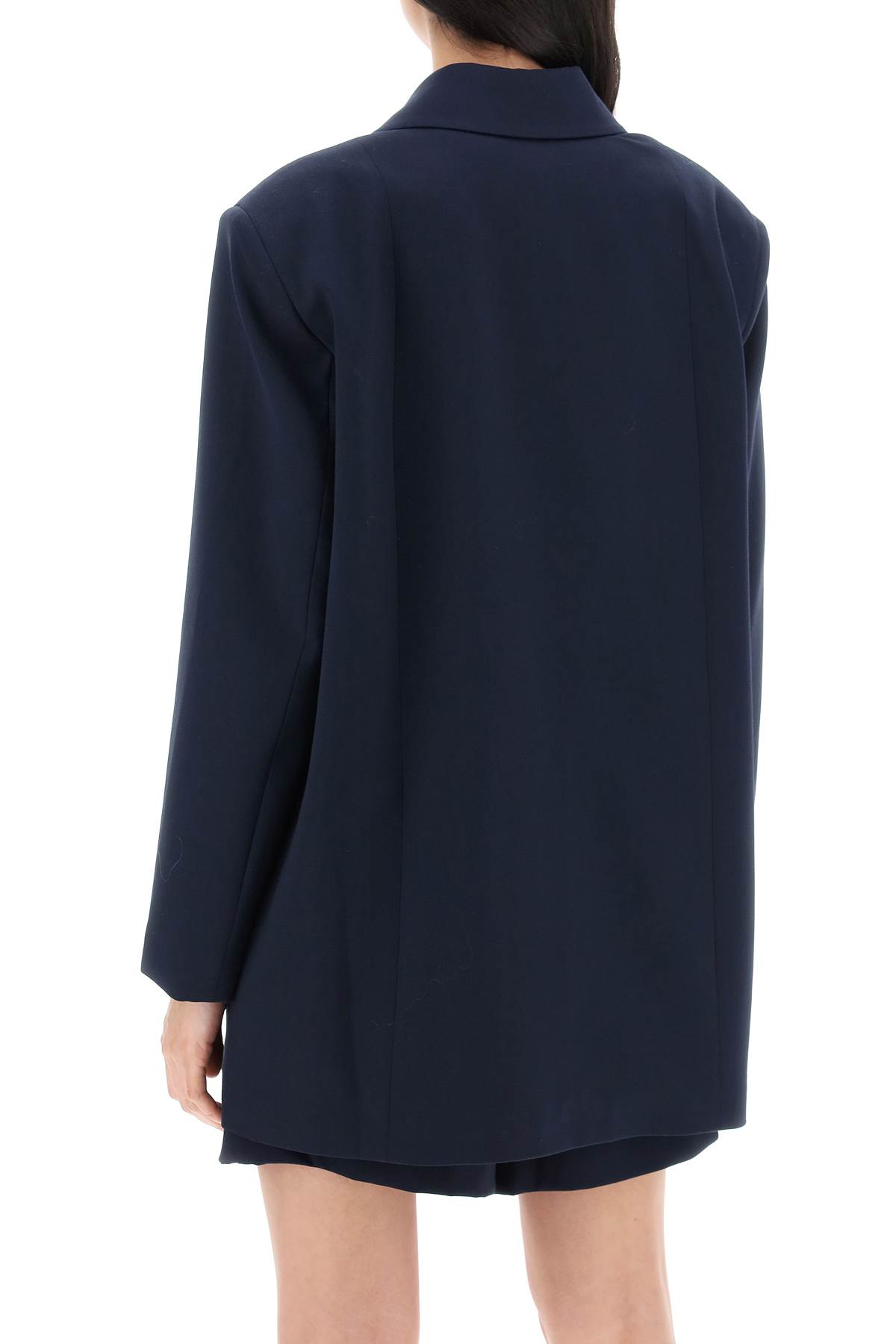 Shop Ganni Oversized Double-bre In Sky Captain (blue)