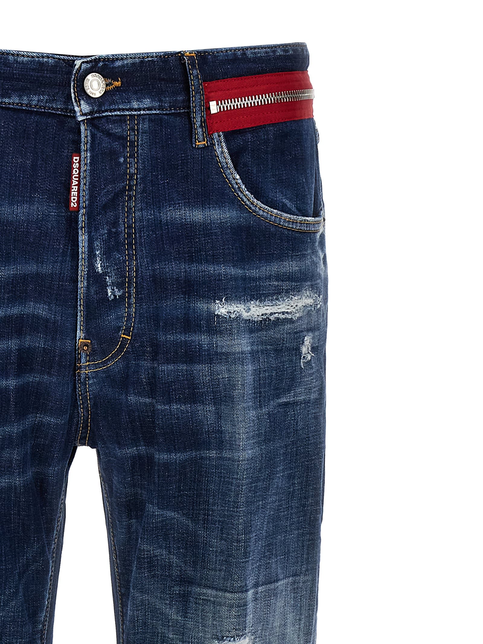 Dsquared2 '642' Slim Fit Jeans With Distressed Detailing In Blue