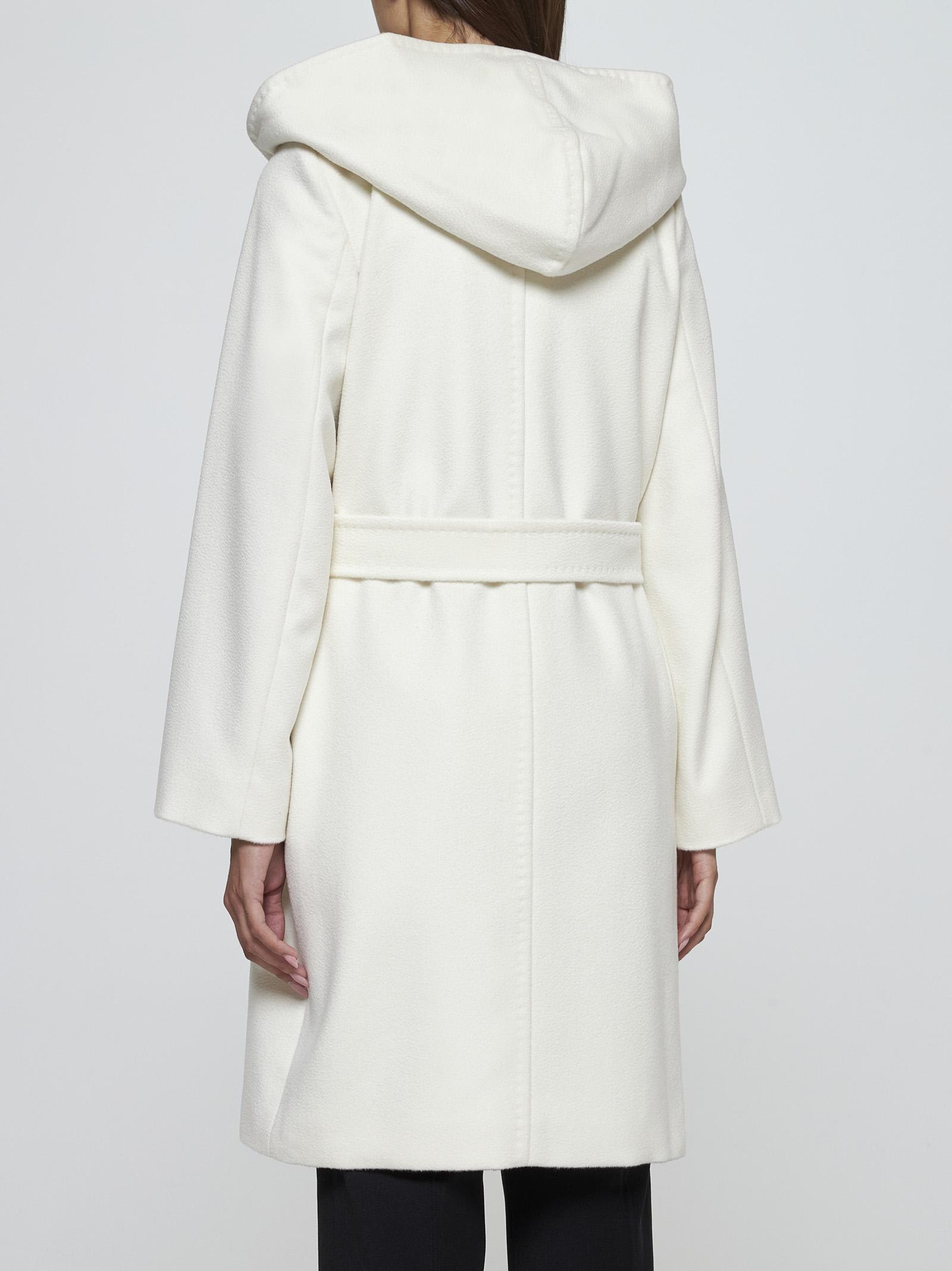 Shop Max Mara Newmang Hooded Wool Coat In White