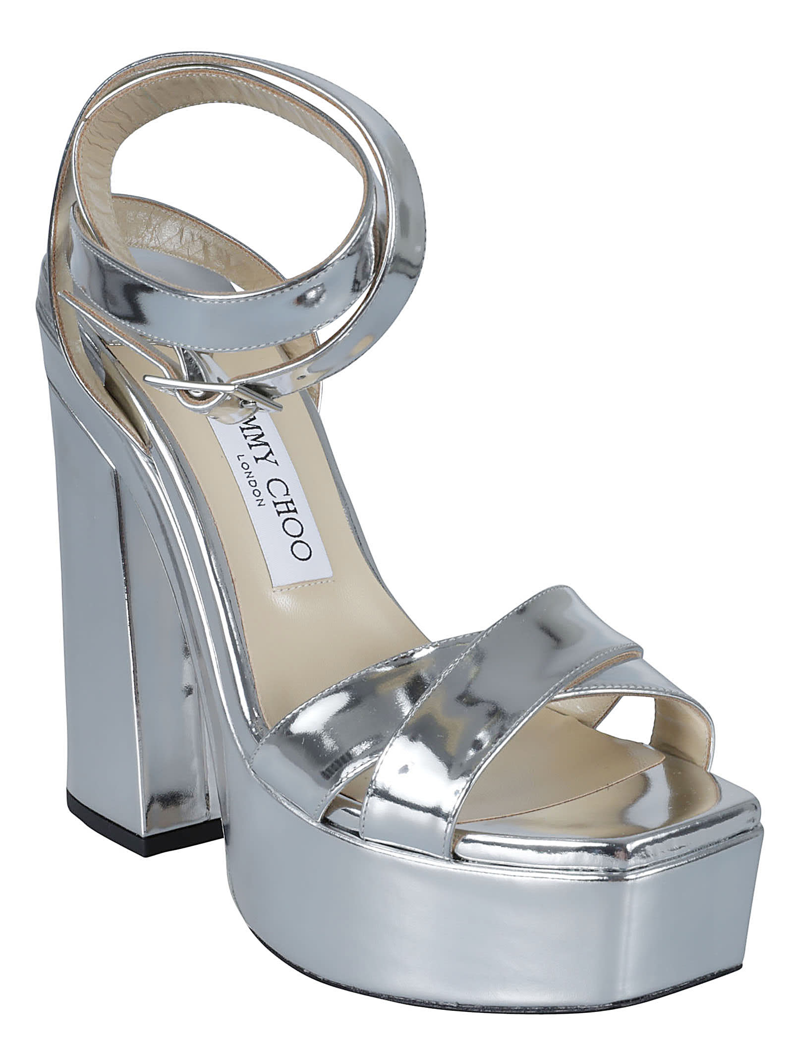 Shop Jimmy Choo Gaia Sandals In Silver