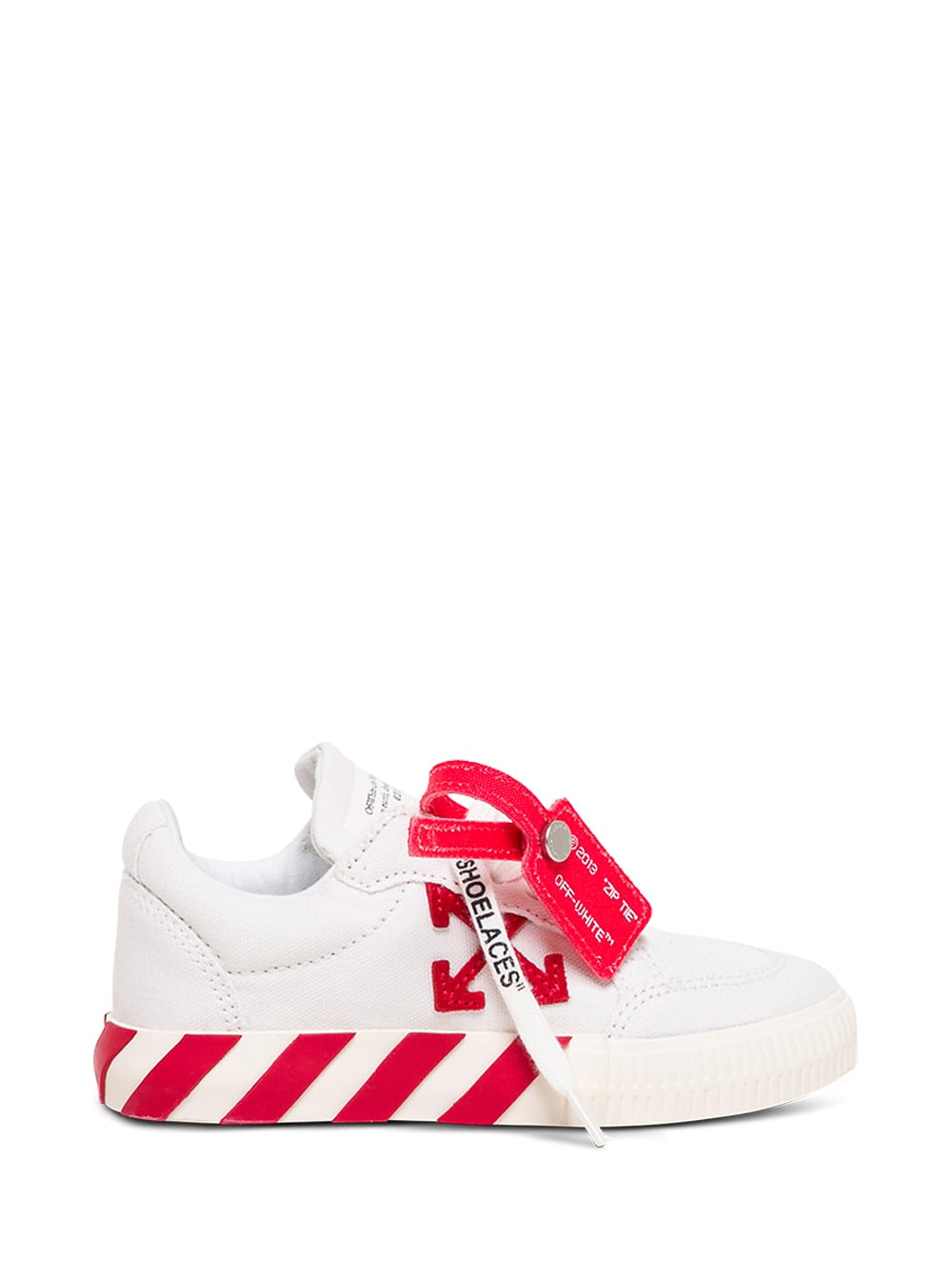 Off-White Low Vulcanized White And Red Fabric Sneakers