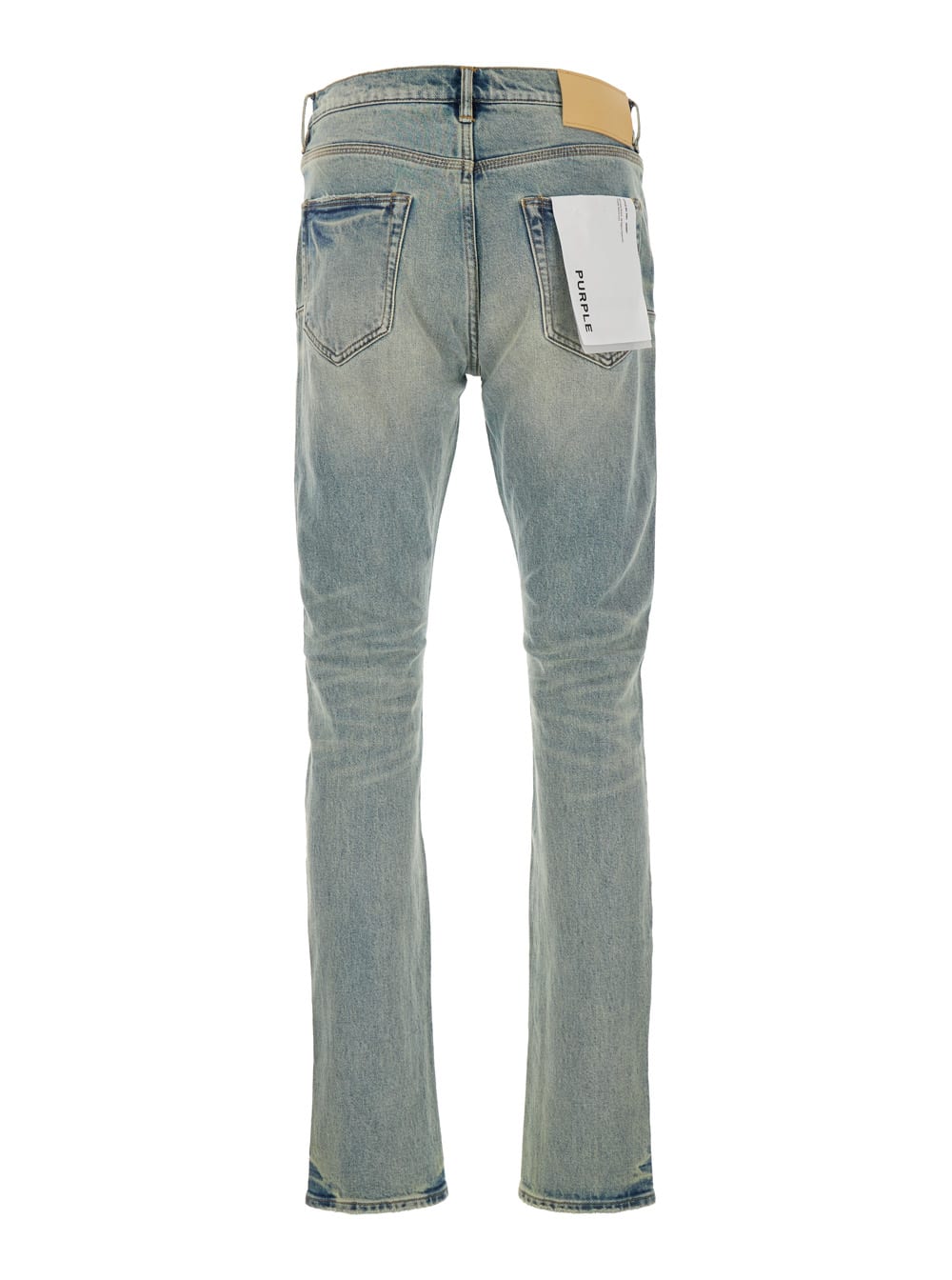 Shop Purple Brand Light Blue Jeans With Belt Loops And Logo Patch On The Rear In Denim Mam