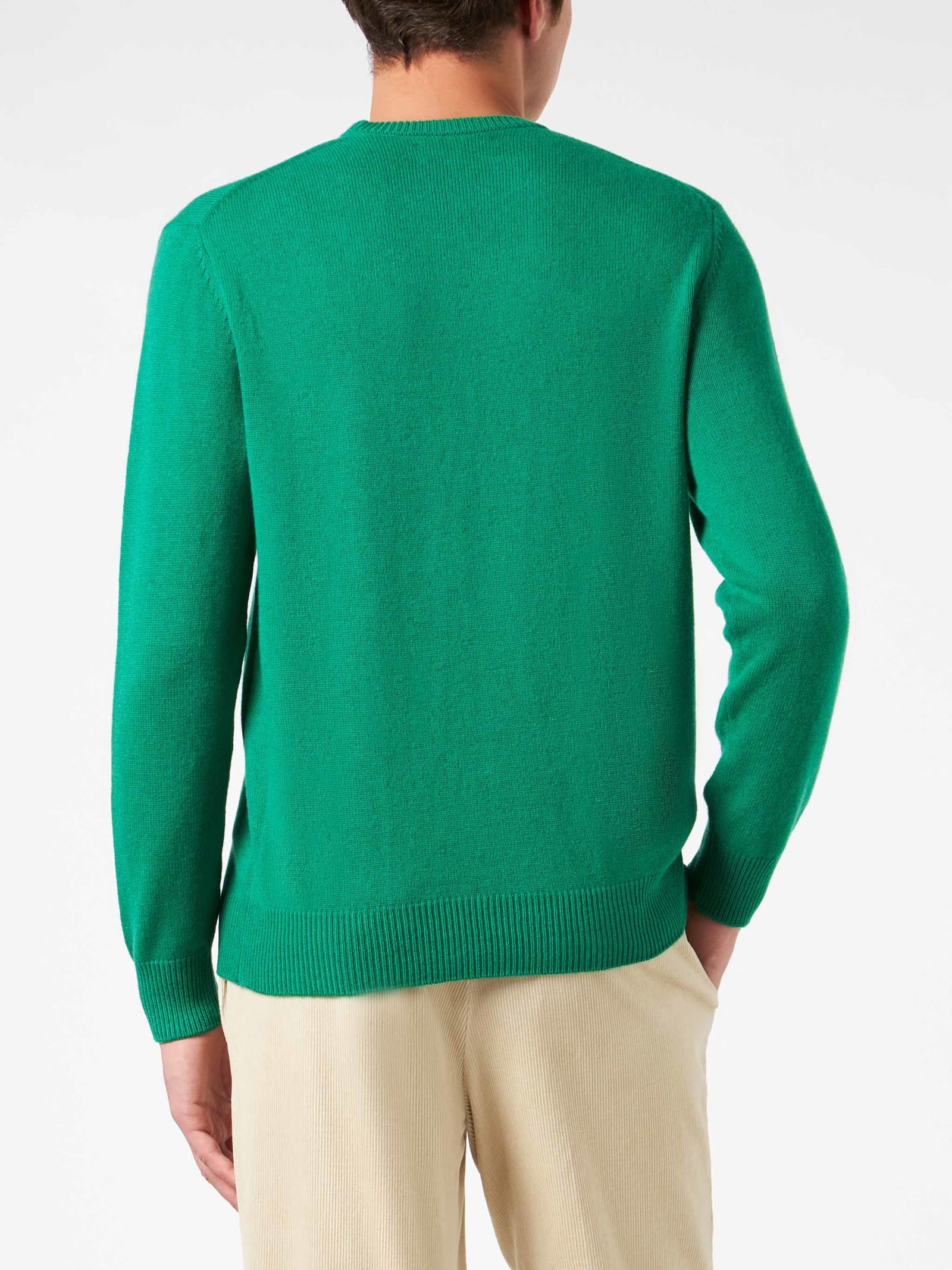 Mc2 Saint Barth Man Crewneck Sweater With Snoopy Tennis Jacquard Snoopy - ©peanuts Special Edition In Green