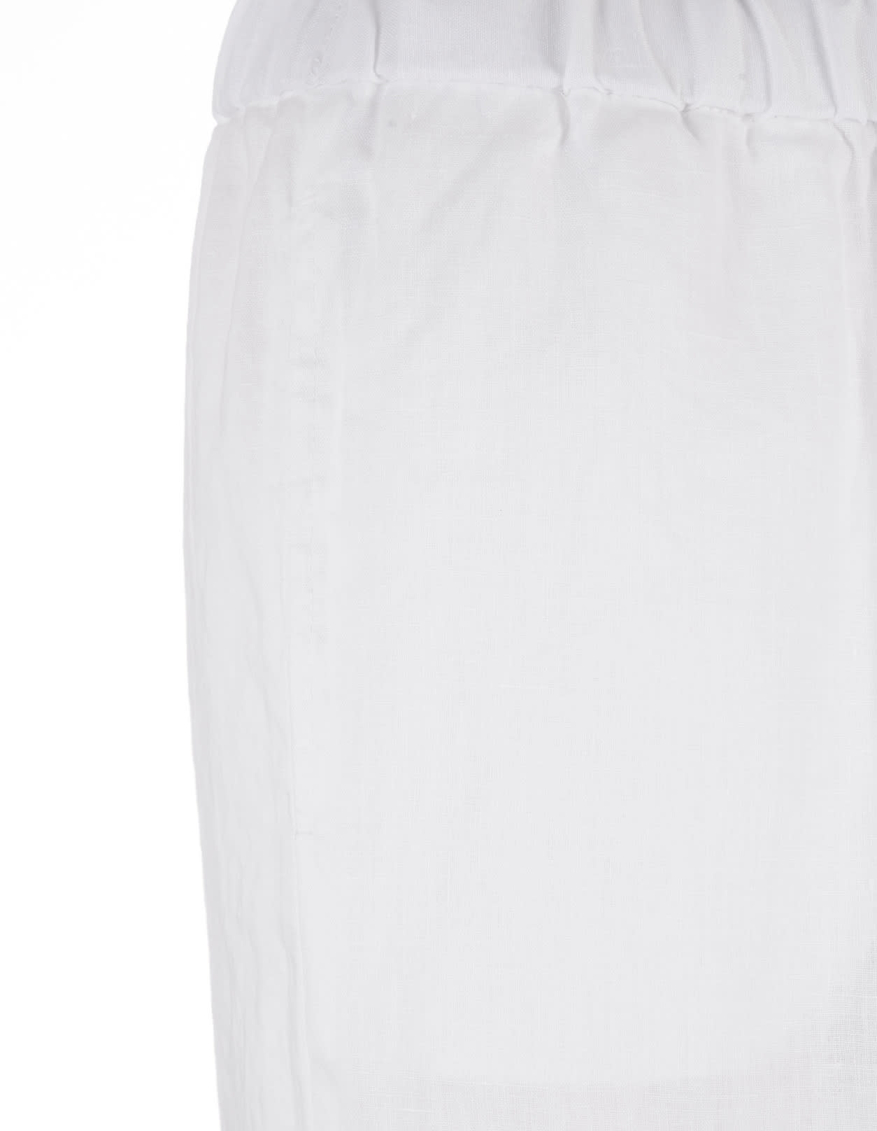 Shop Aspesi White Linen Palazzo Trousers
