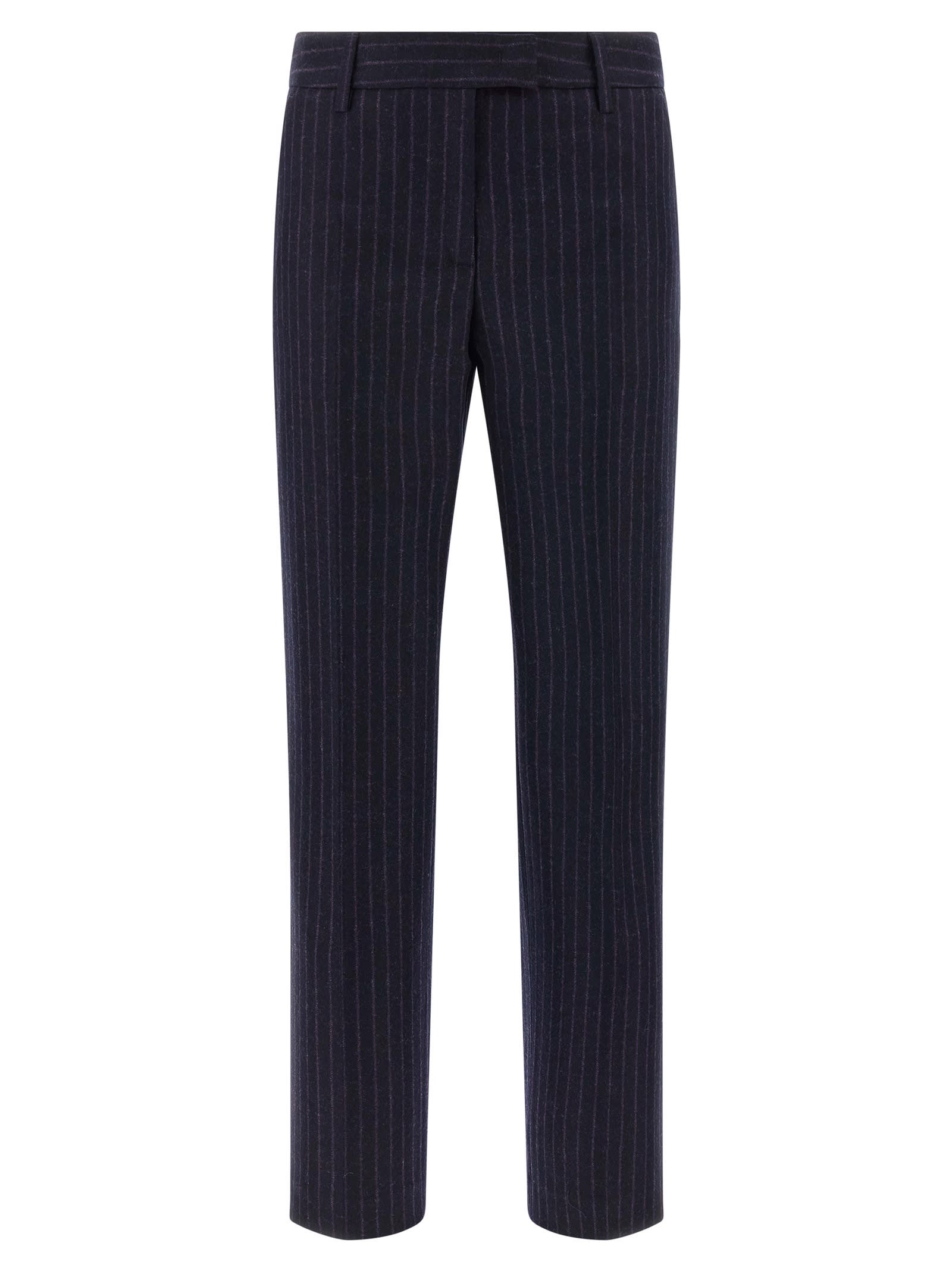 Alberto Biani Franca Pinstripe Wool Trousers In Blue