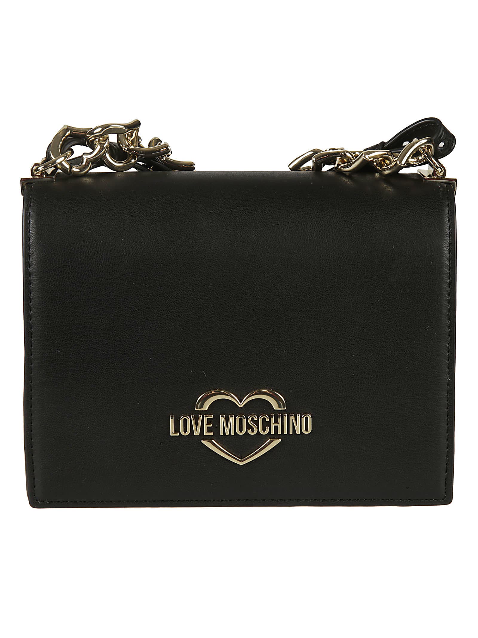 Love Moschino Flap Chain & Leather Shoulder Bag In Black | ModeSens