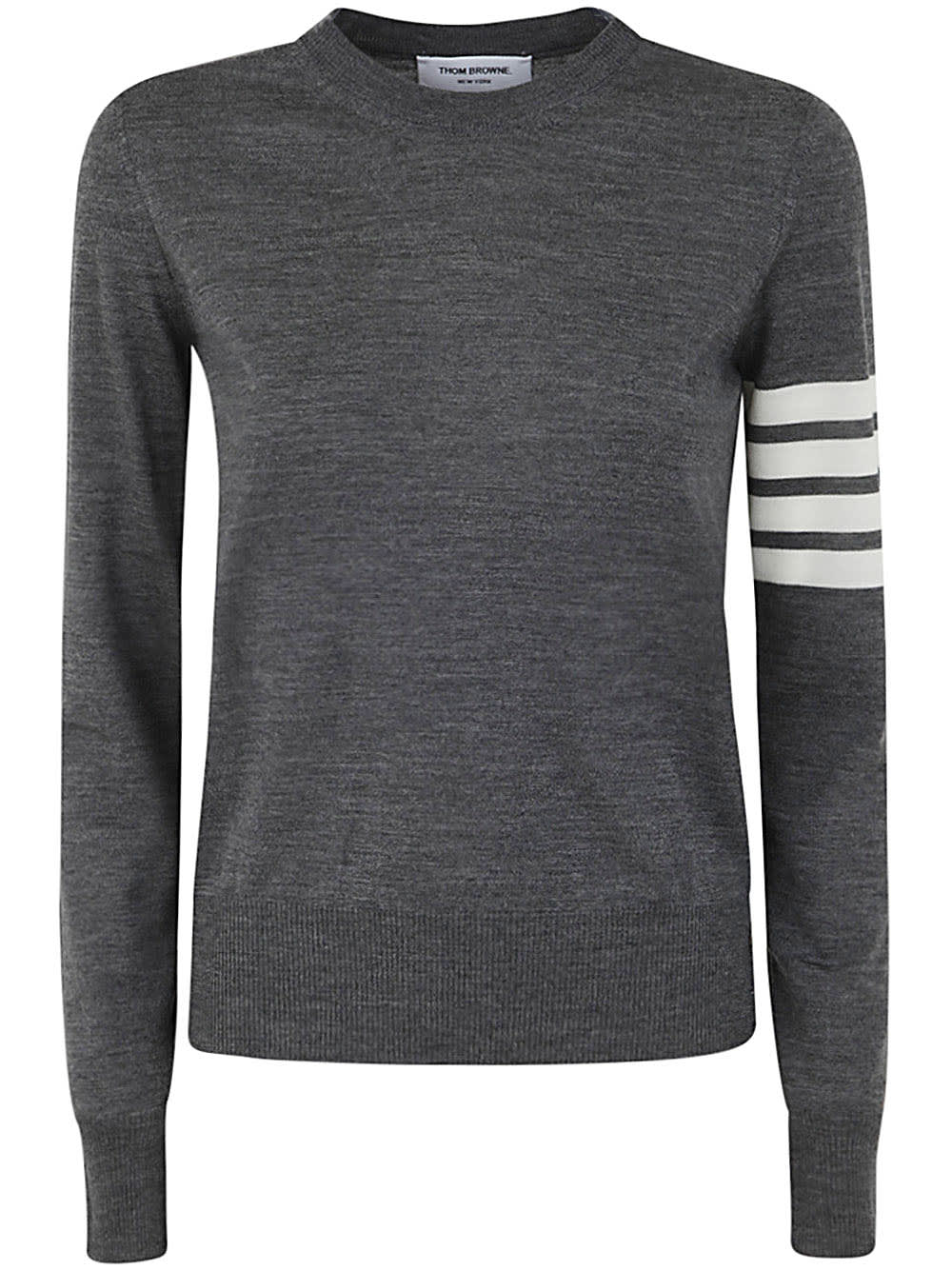 THOM BROWNE RELAXED FIT PULLOVER WITH 4 BAR IN FINE MERINO WOOL