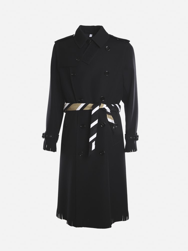 Burberry Double-breasted Wool Coat With Frayed Edges