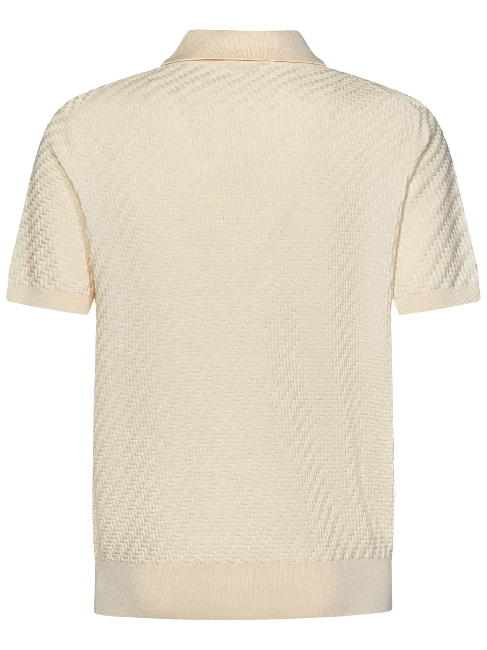 Shop Brioni Polo Shirt In Cream