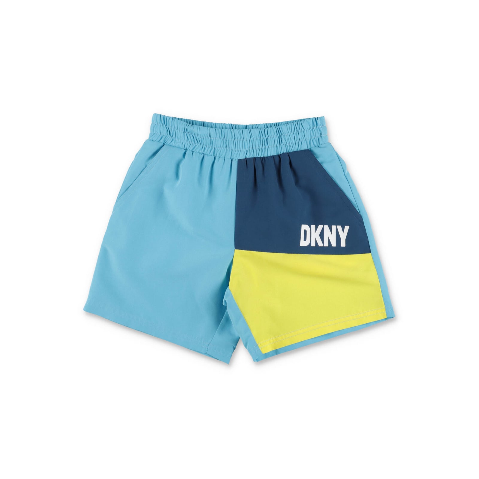 Dkny Shorts Da Mare Azzurro Con Pannelli A Contrasto In Lycra Bambino