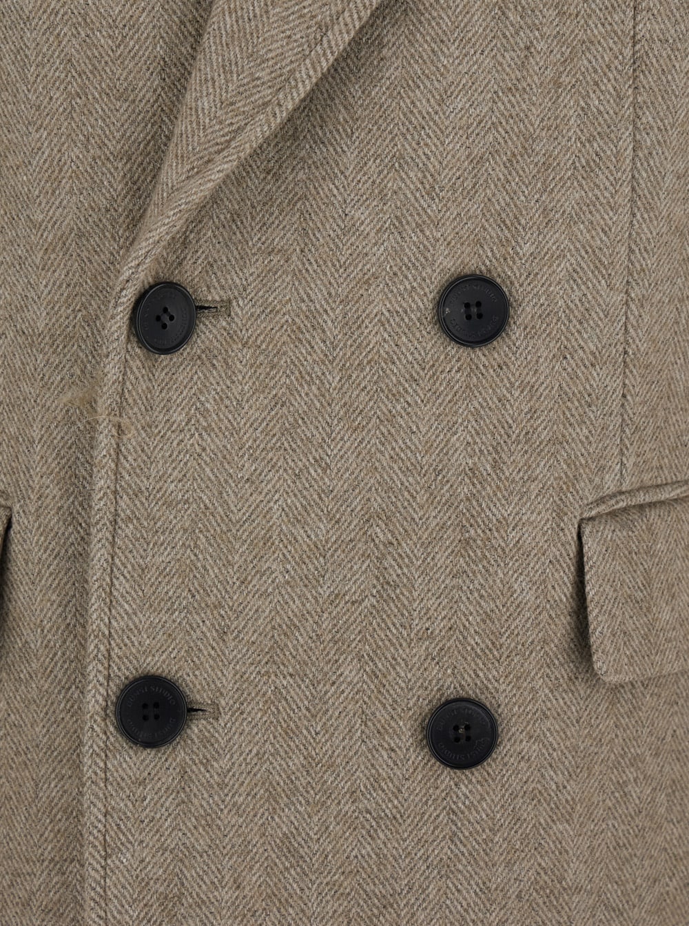 Dunst Beige Double-breasted Coat With Peak Revers In Wool Woman In Multi