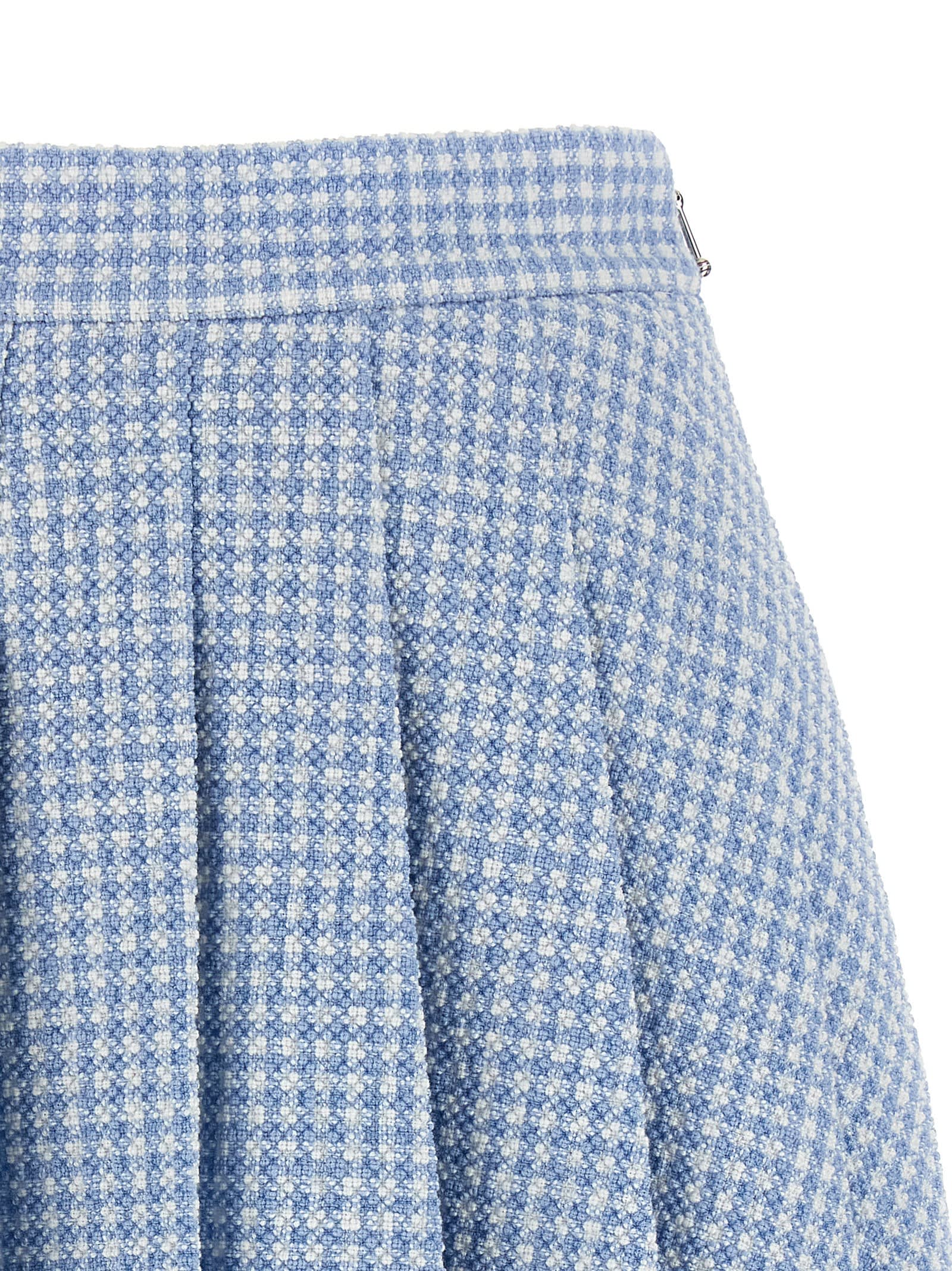 Thom Browne Pleated Tweed Skirt Skirts Light Blue In Blue
