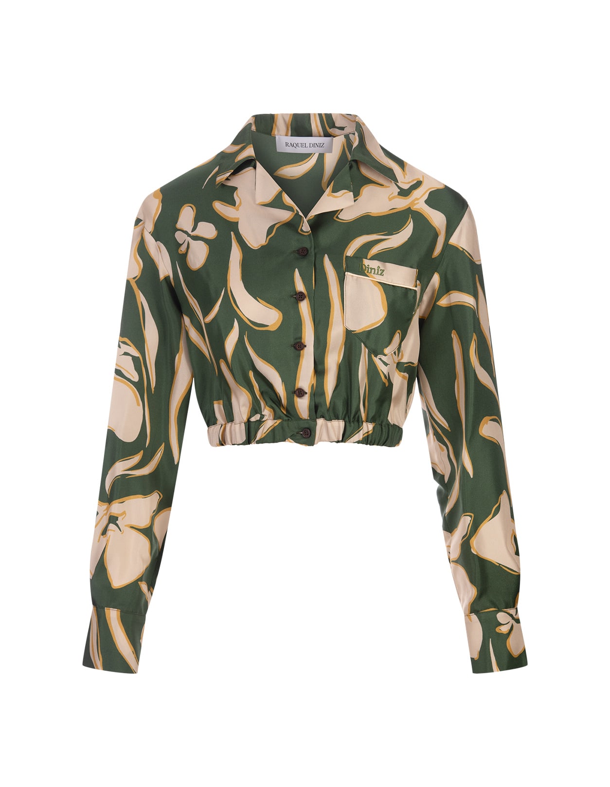 Cropped Jacket In Green Floral