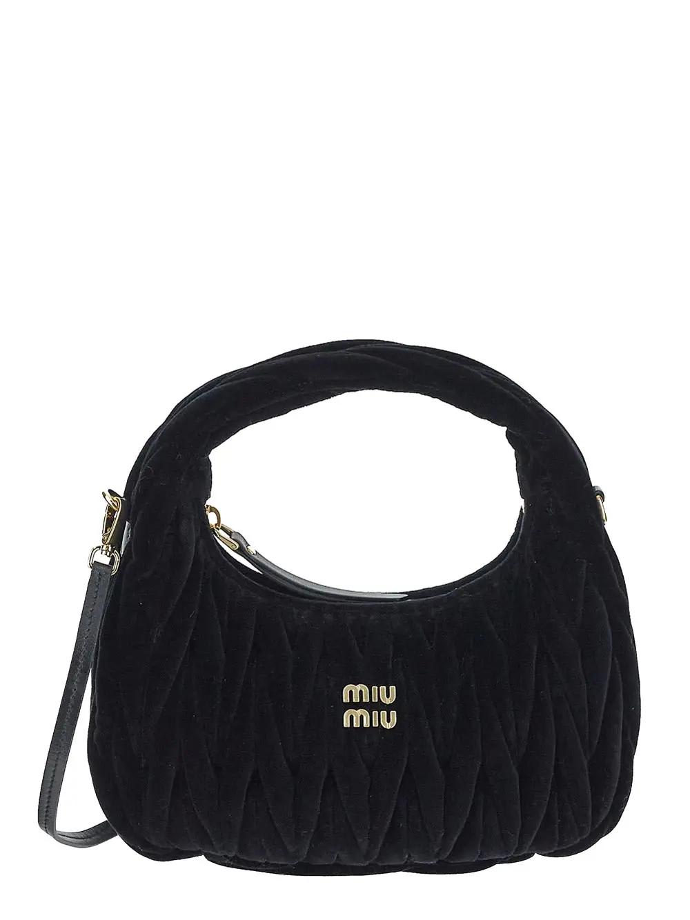 Shop Miu Miu Hobo Bag In Nero