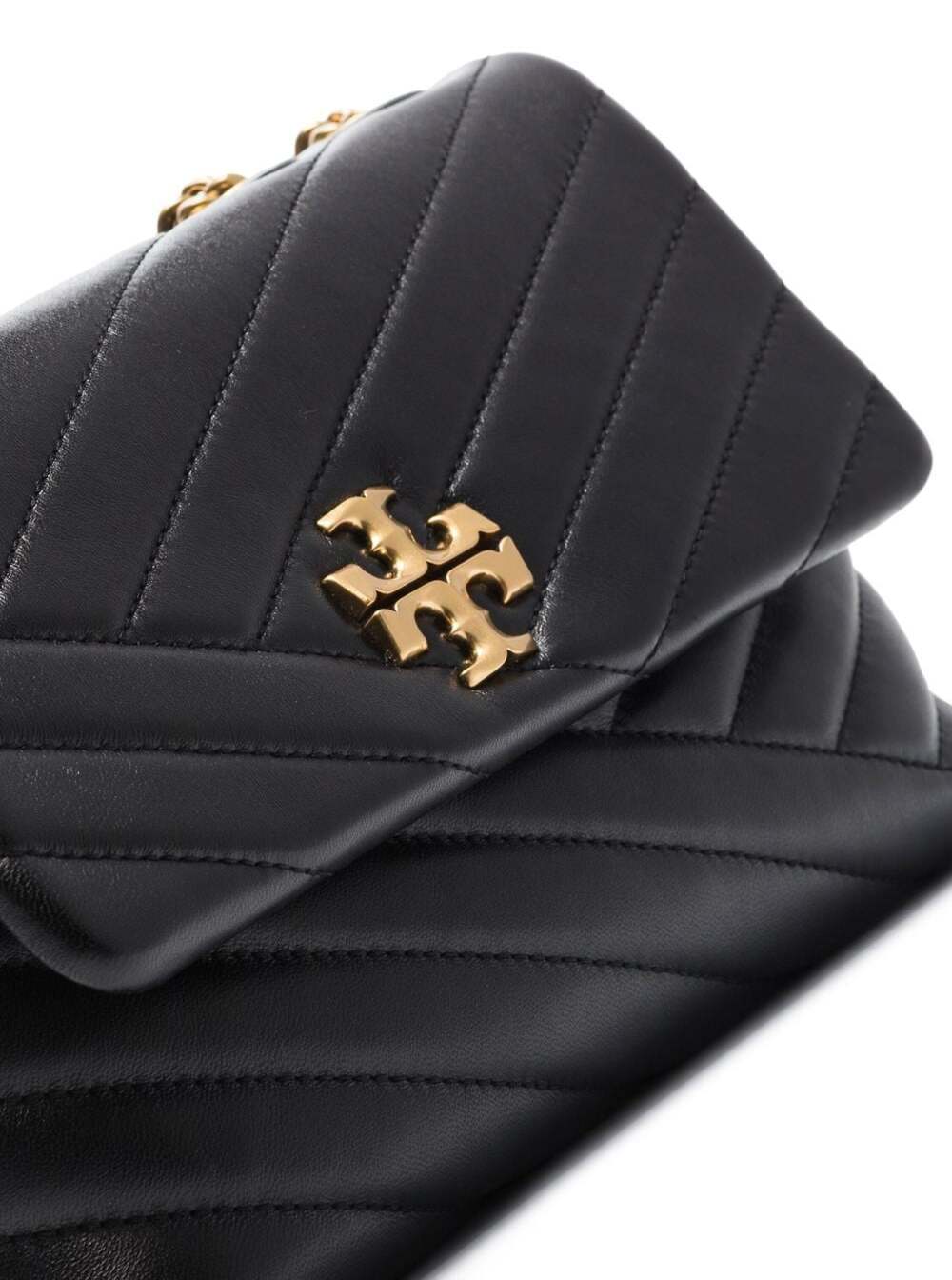 Shop Tory Burch Convertible Kira Black Chain Shoulder Bag In Chevron-quilted Leather Woman