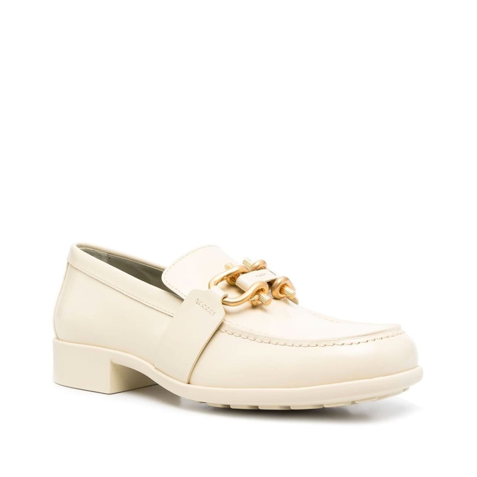 Bottega Veneta Almond-toe Leather Loafers In White