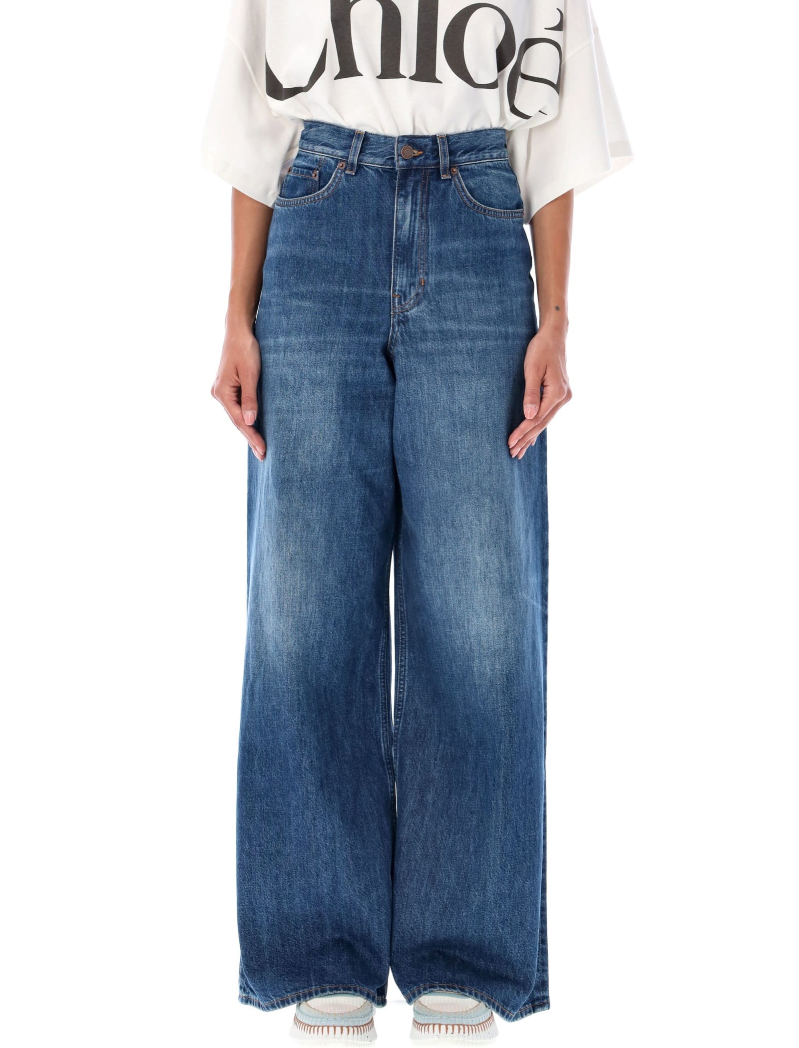 Shop Chloé High Waist Denim In Nightblue