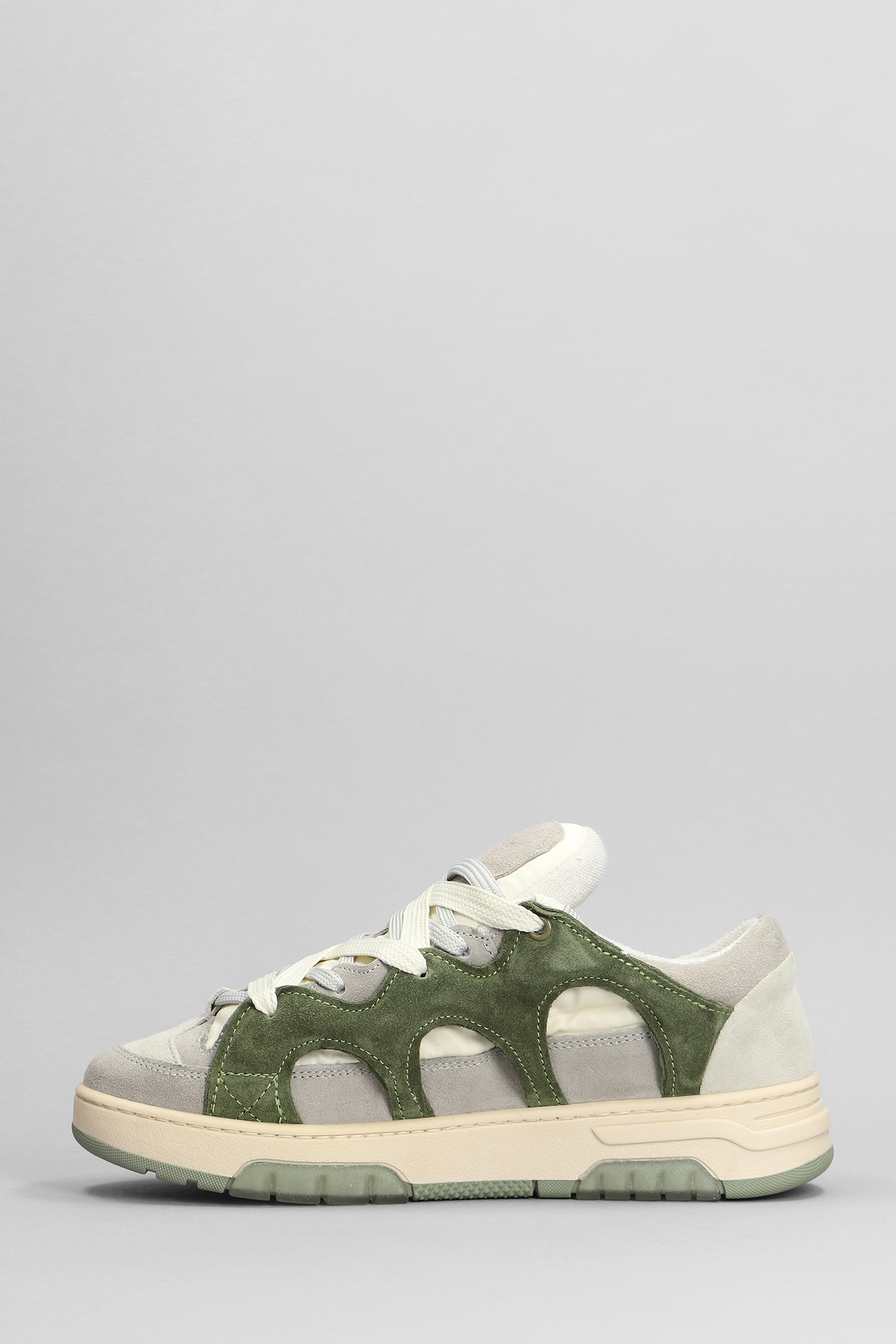 Shop Paura Santha 1 Sneakers In Green Suede And Fabric